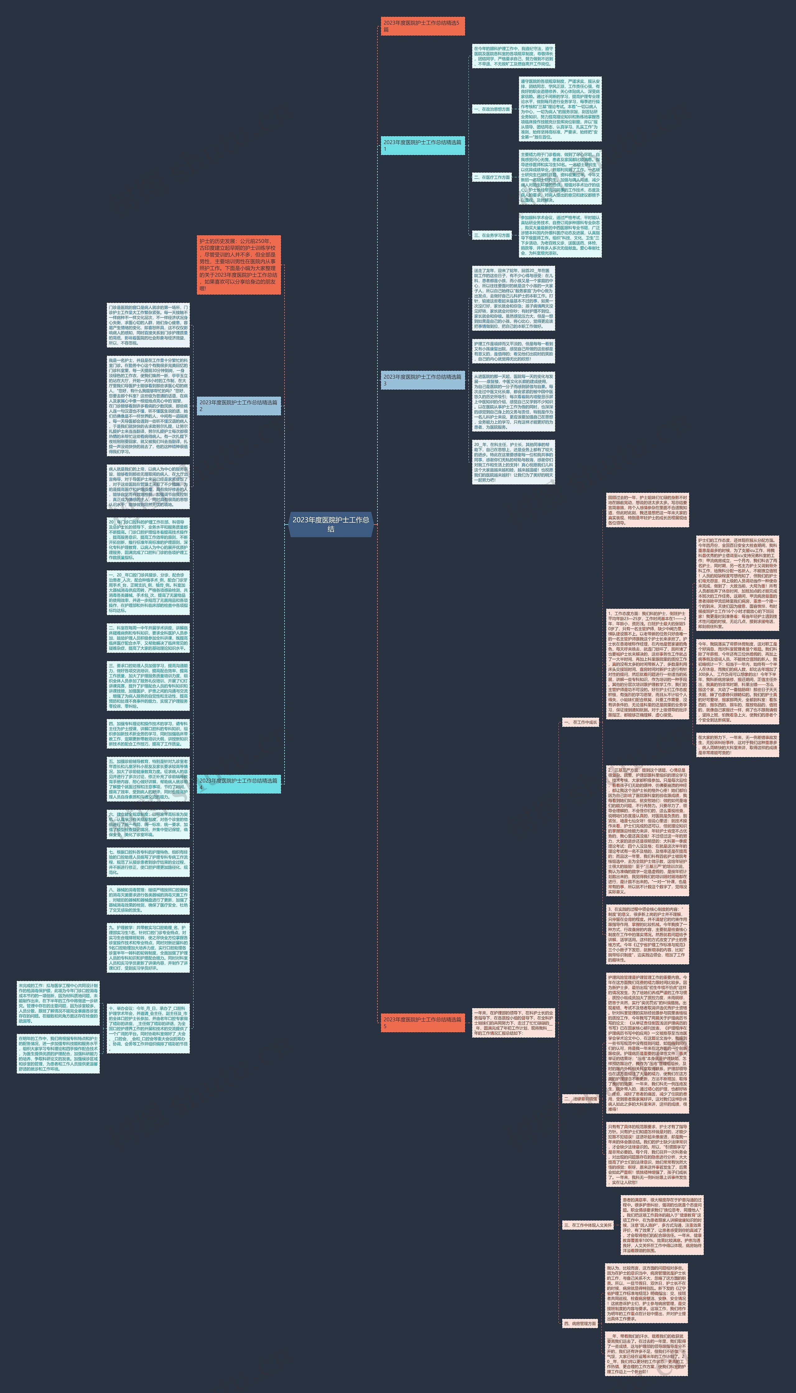 2023年度医院护士工作总结思维导图