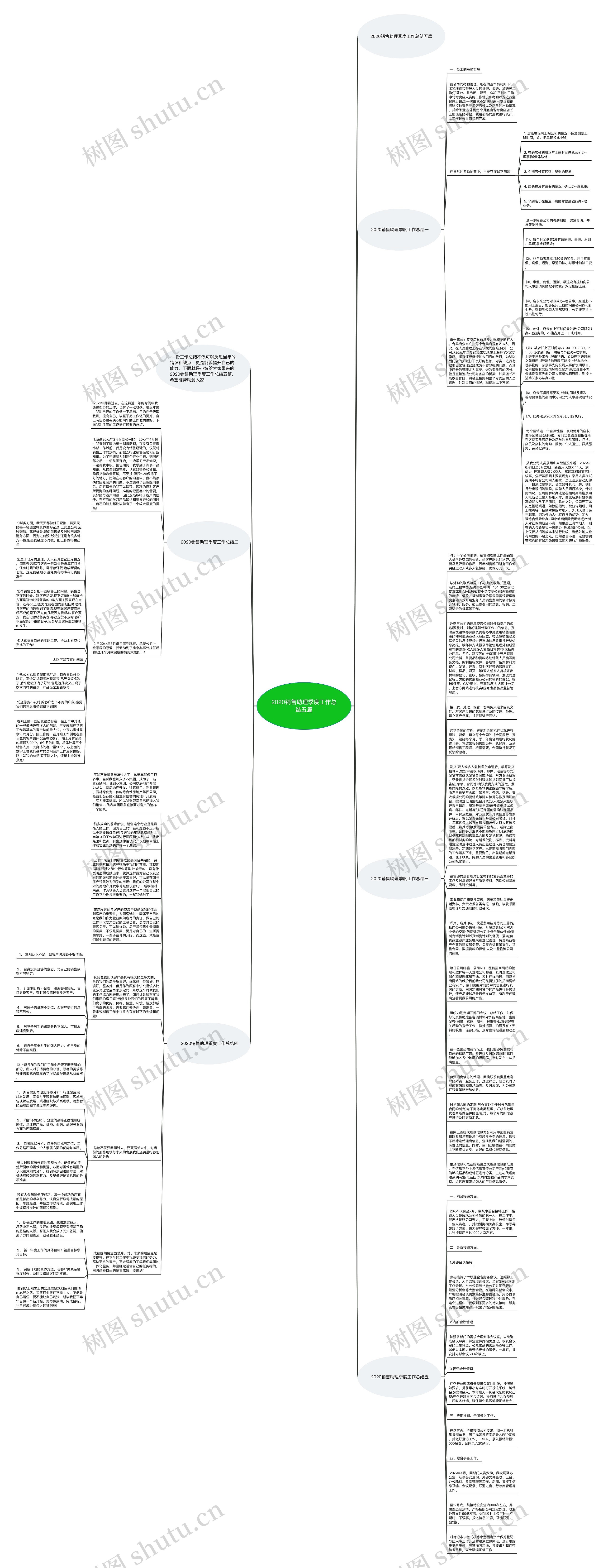 2020销售助理季度工作总结五篇思维导图