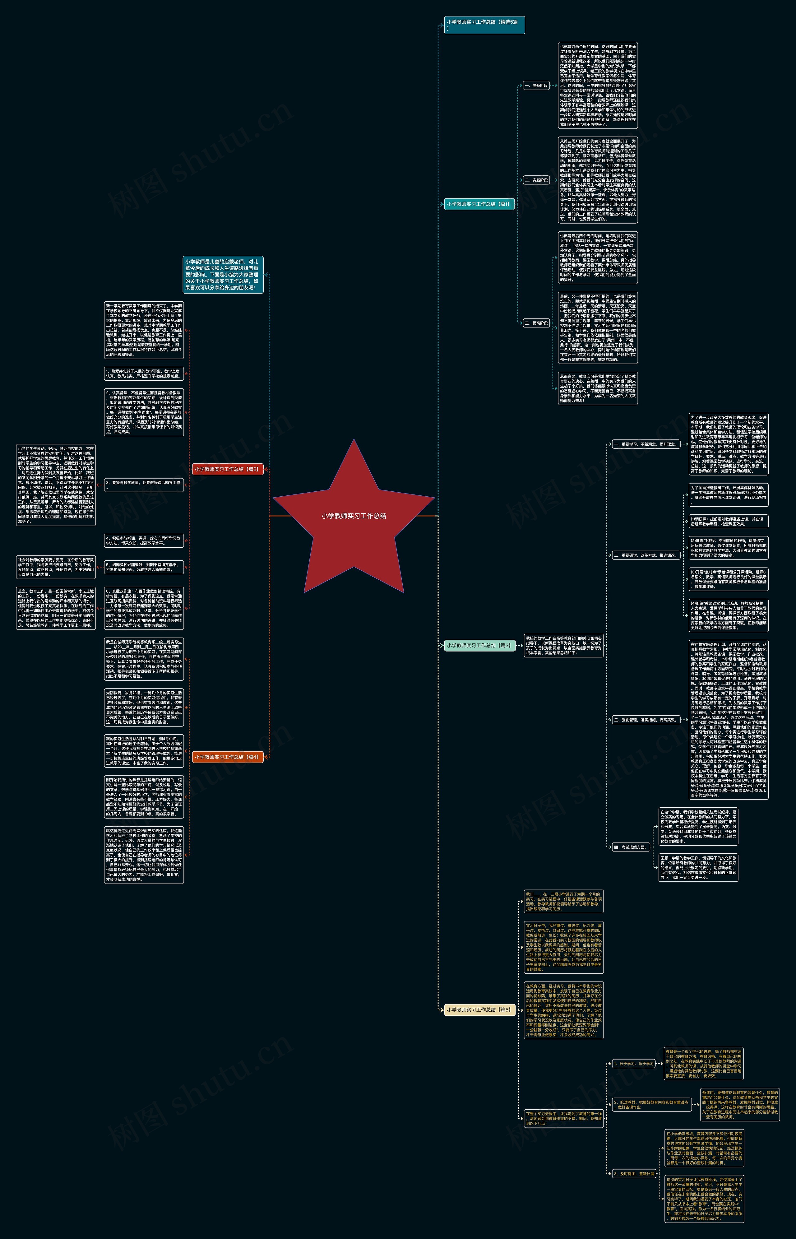 小学教师实习工作总结思维导图