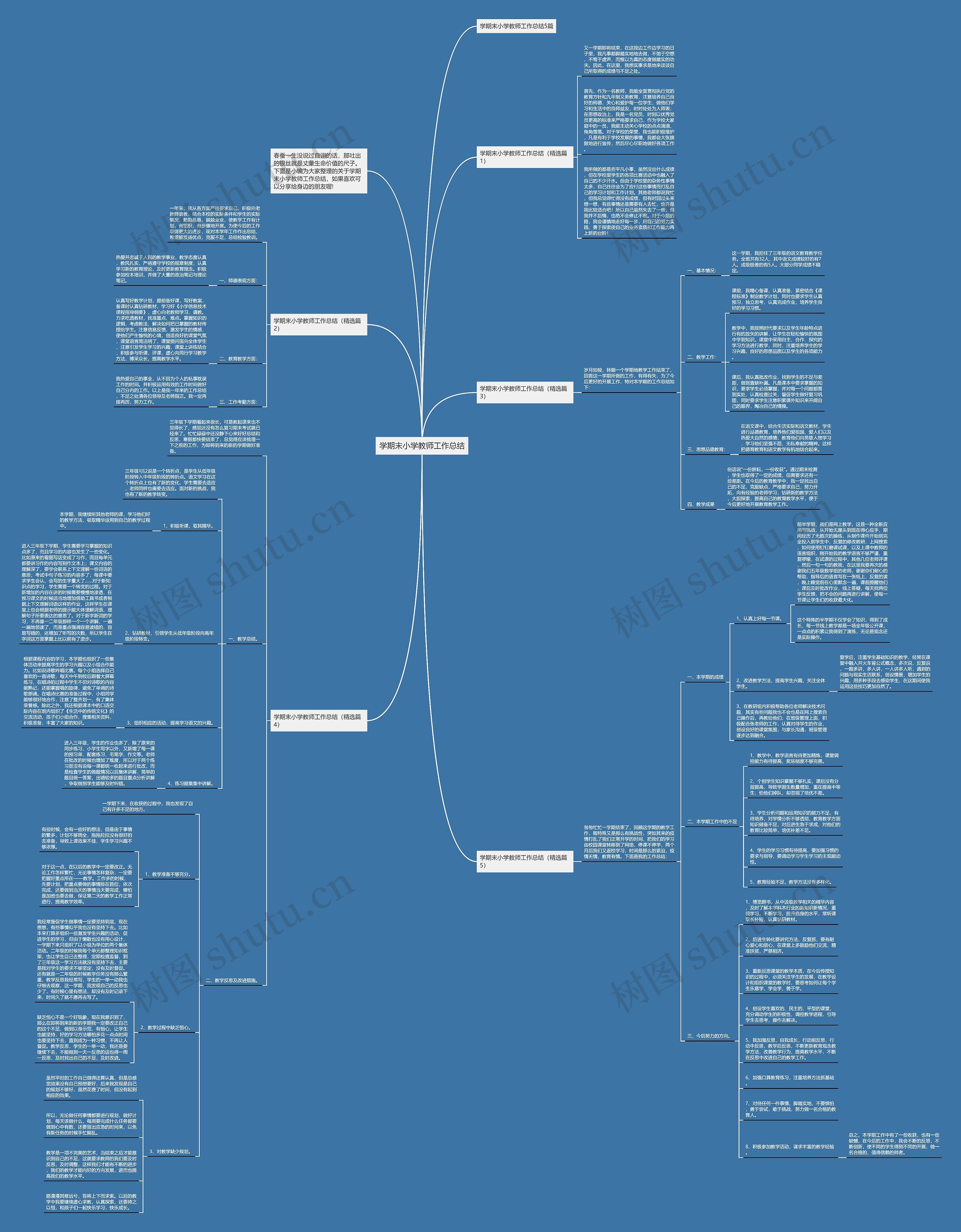 学期末小学教师工作总结思维导图