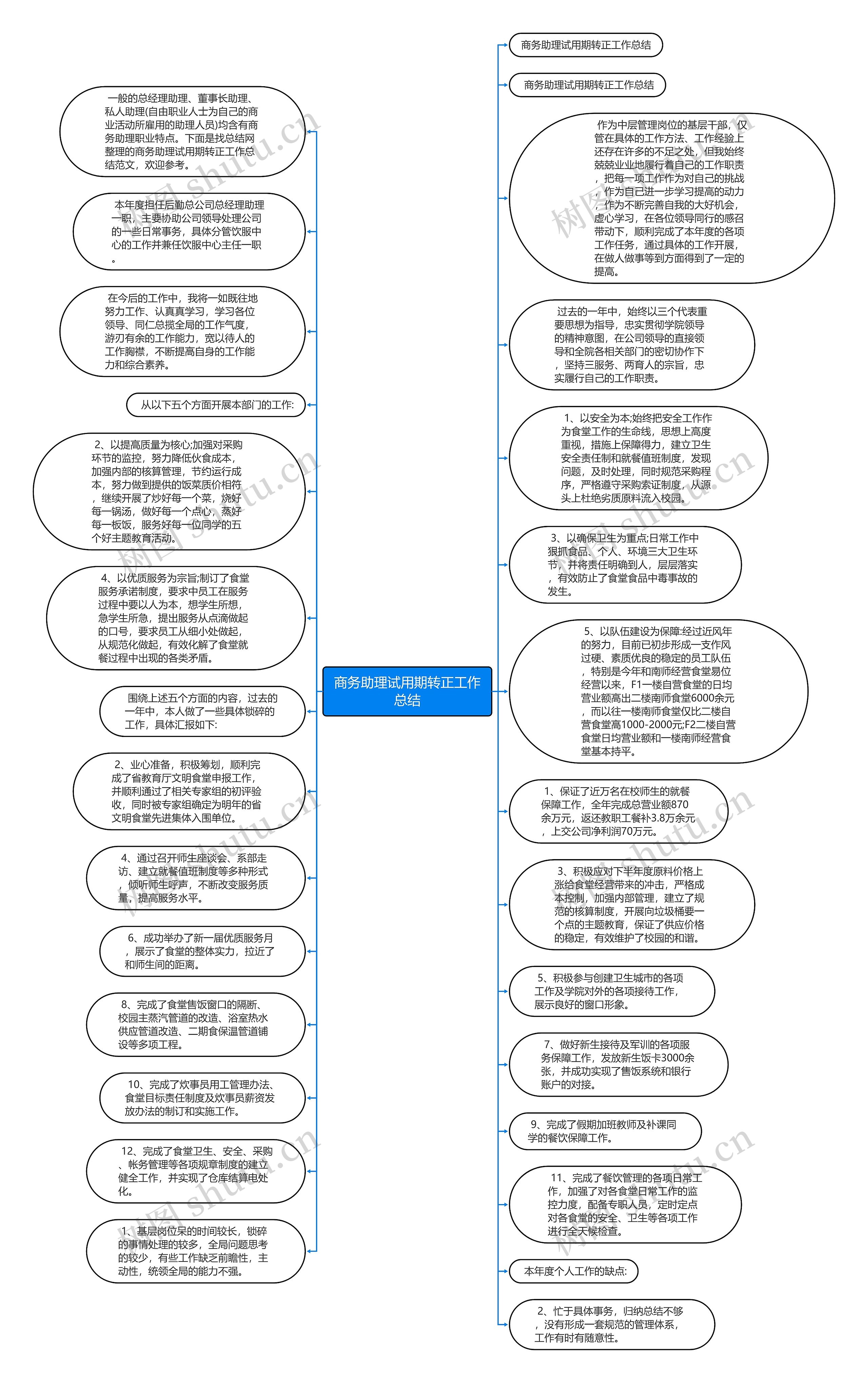 商务助理试用期转正工作总结思维导图