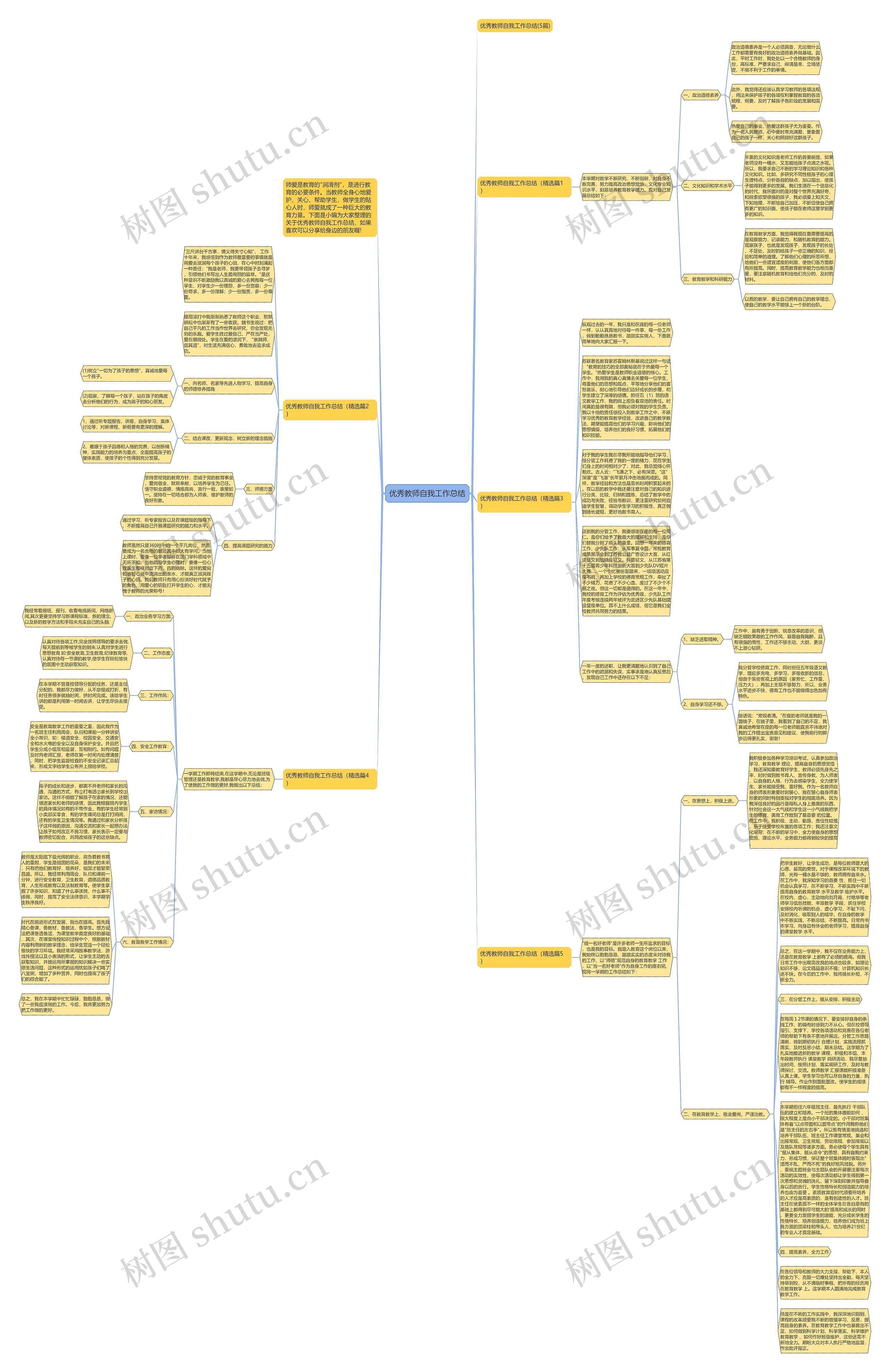 优秀教师自我工作总结思维导图