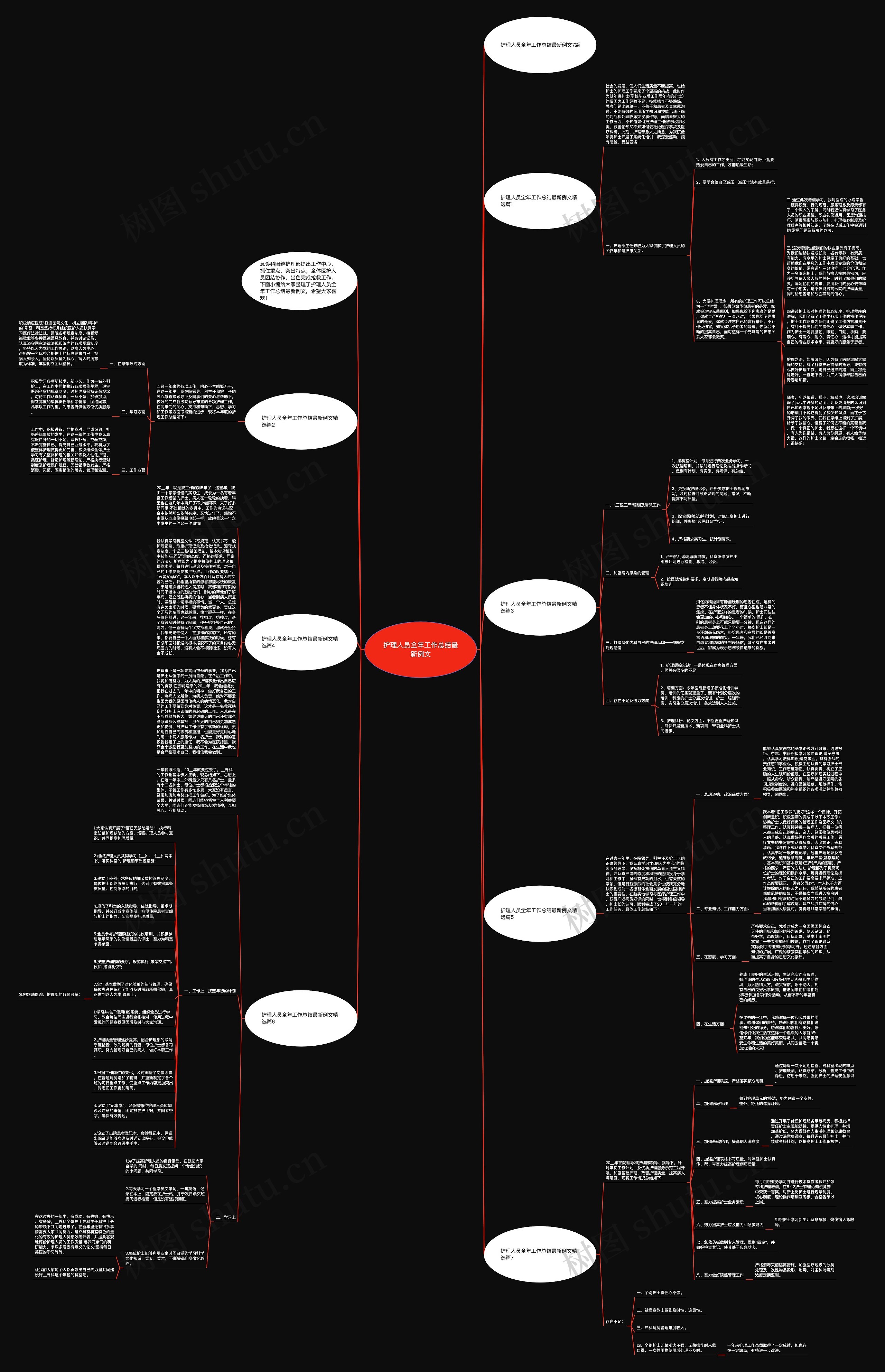 护理人员全年工作总结最新例文思维导图