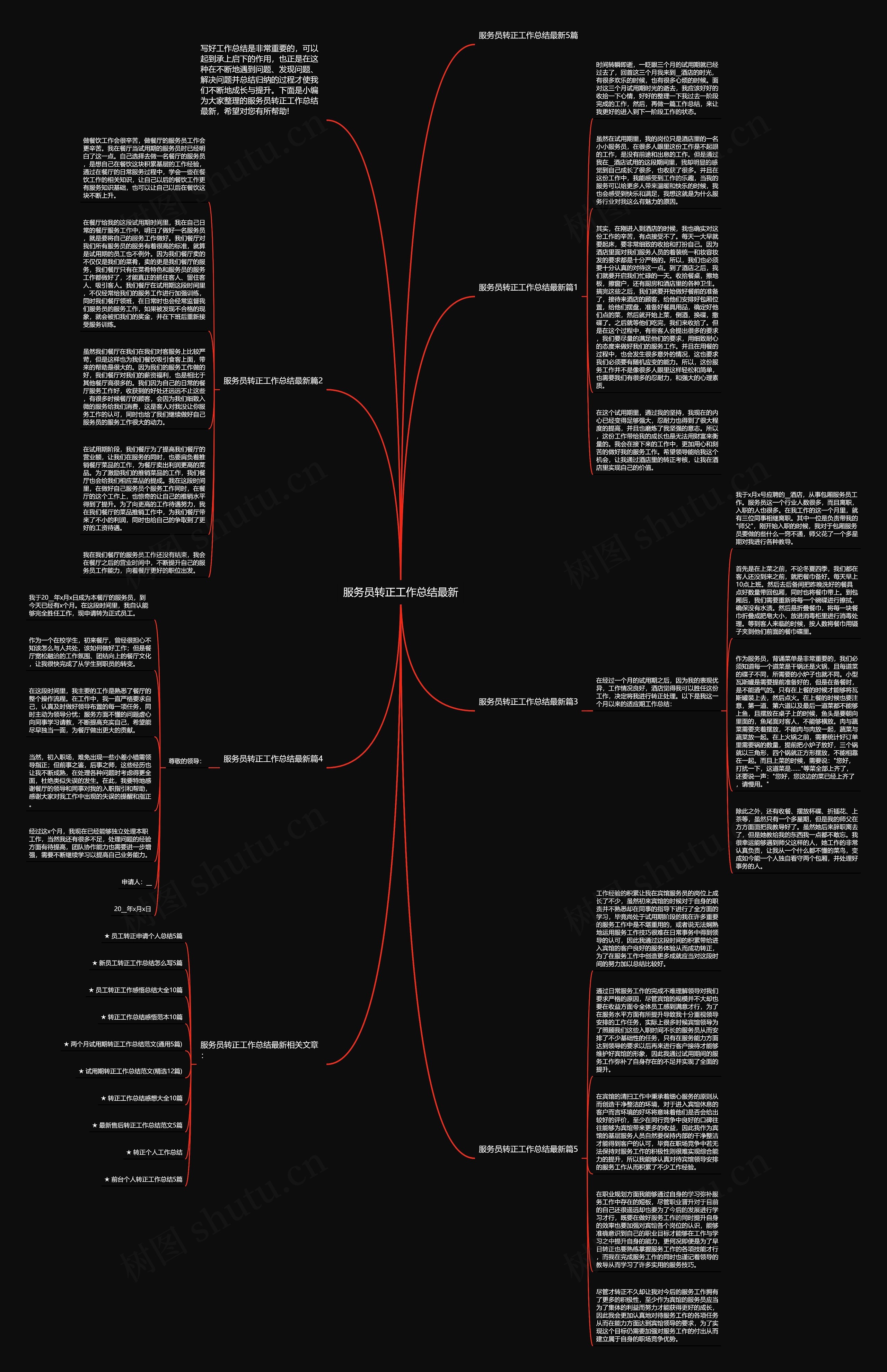 服务员转正工作总结最新思维导图