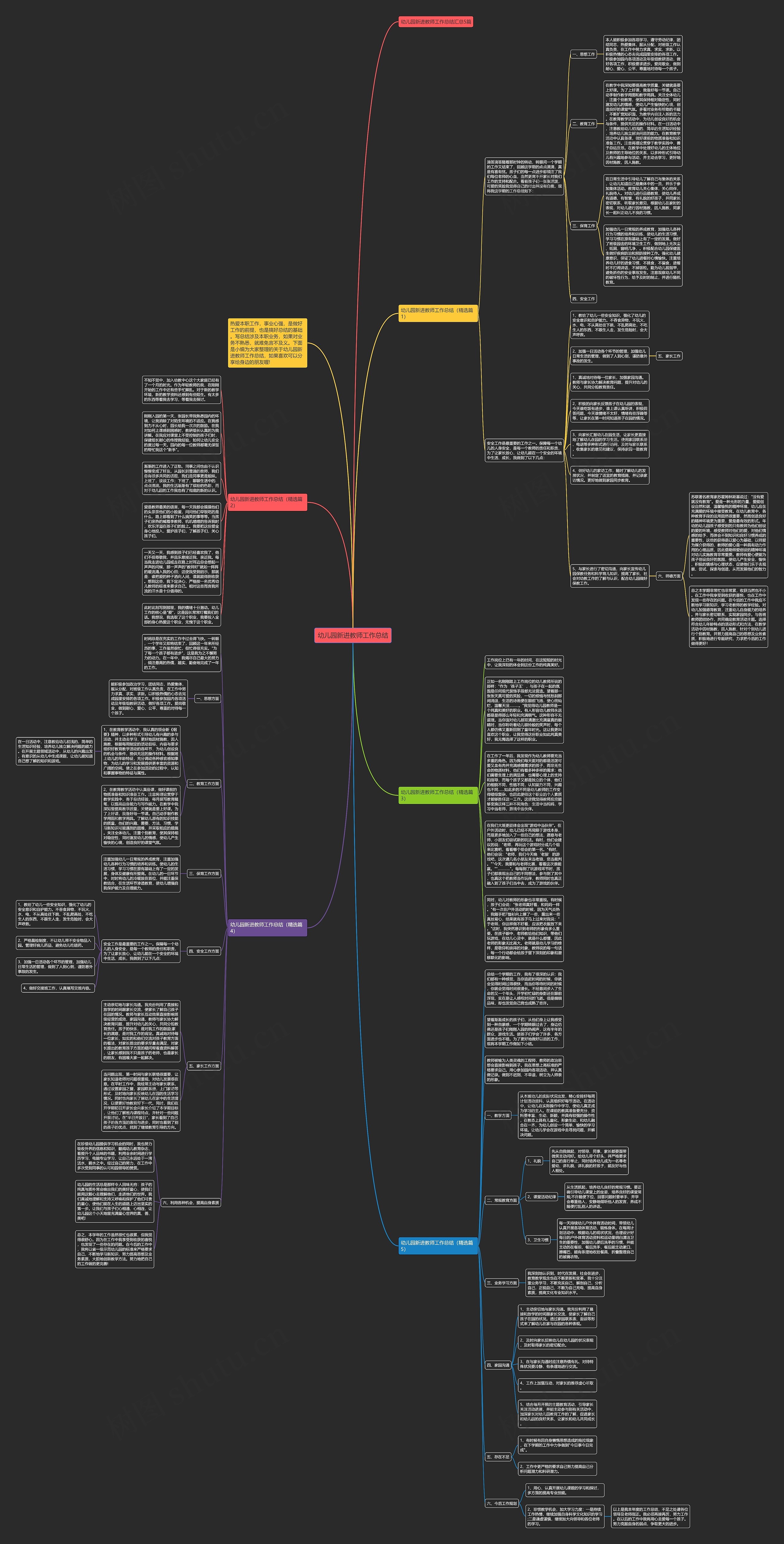 幼儿园新进教师工作总结思维导图