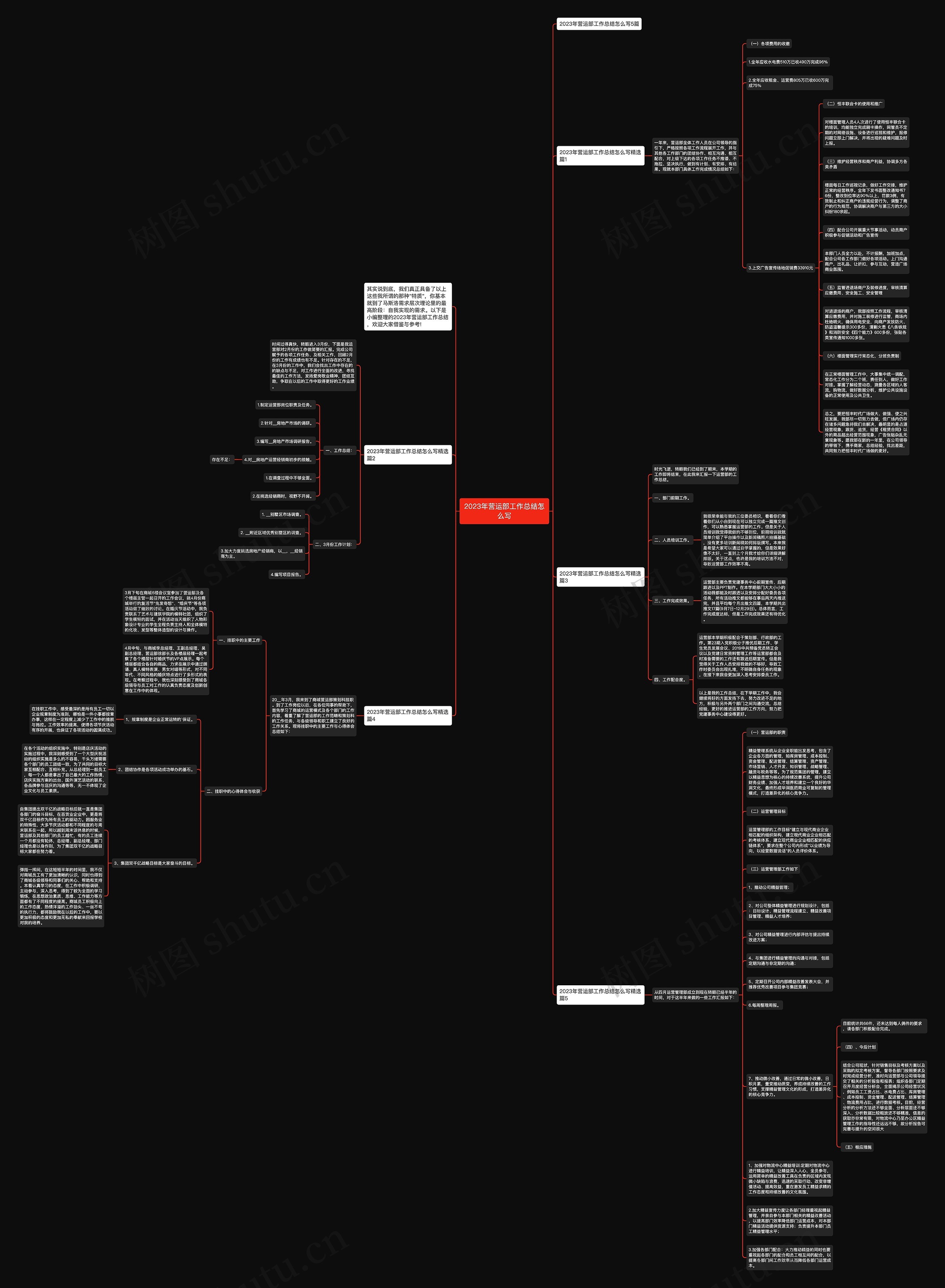 2023年营运部工作总结怎么写思维导图