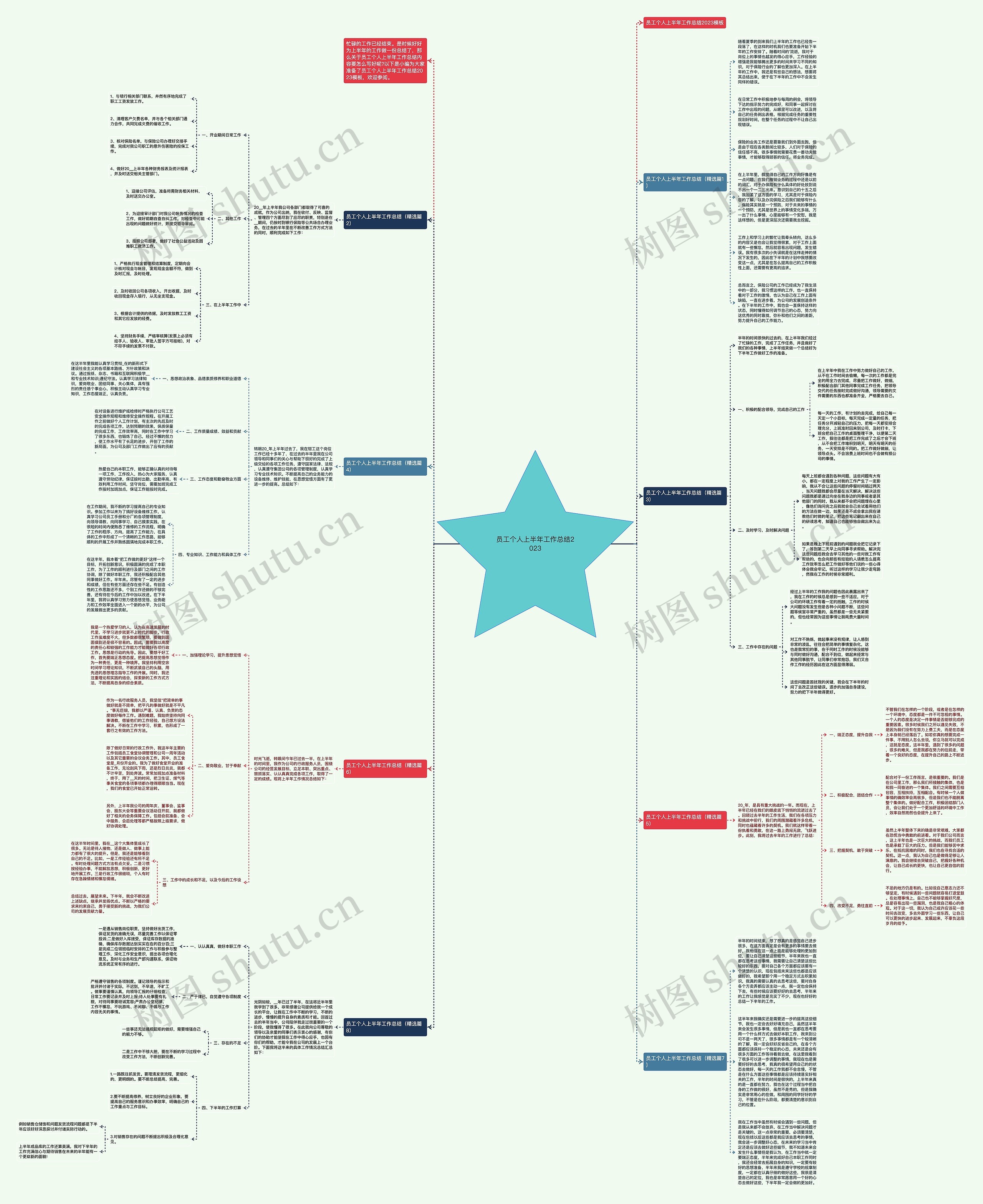 员工个人上半年工作总结2023思维导图