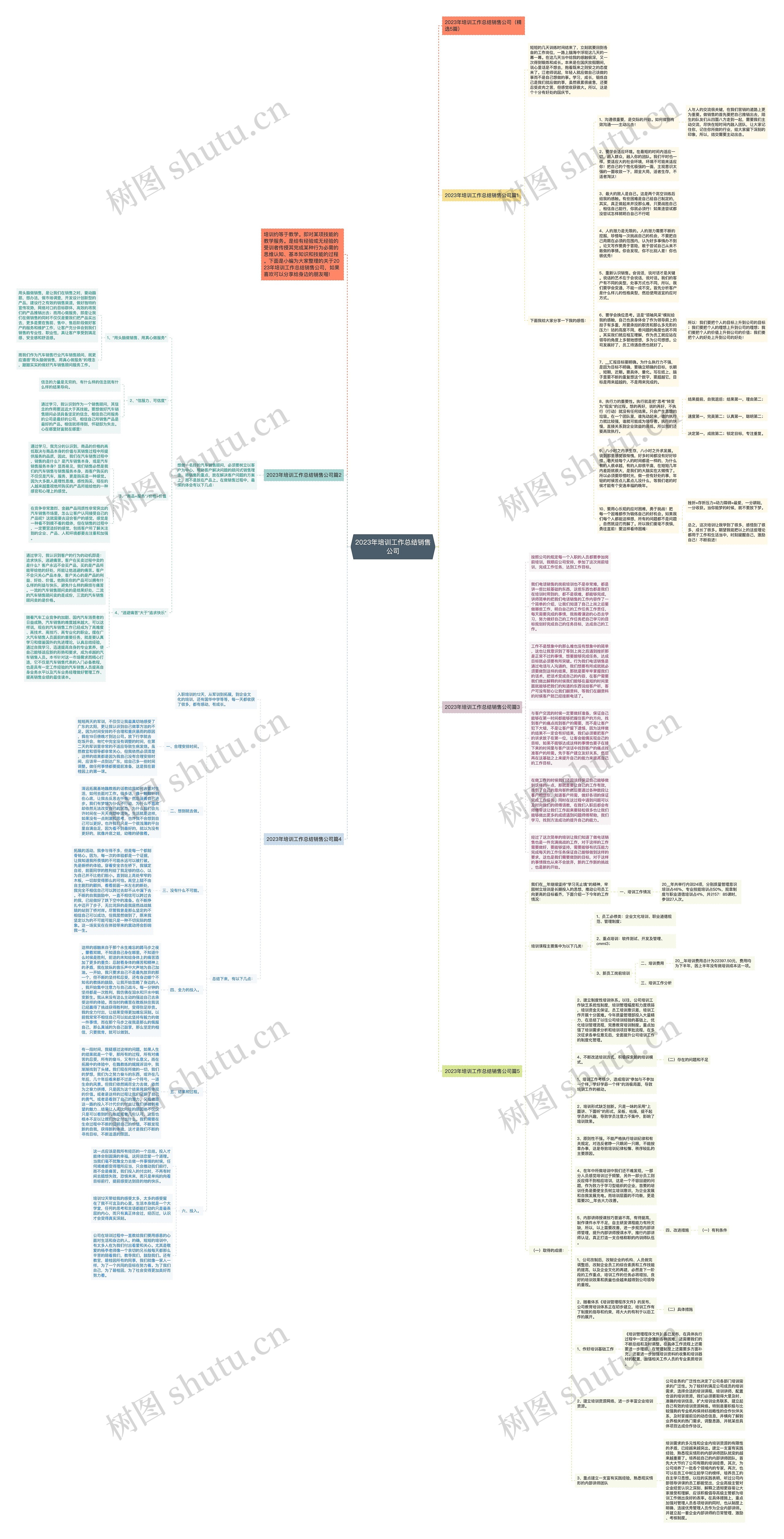 2023年培训工作总结销售公司思维导图