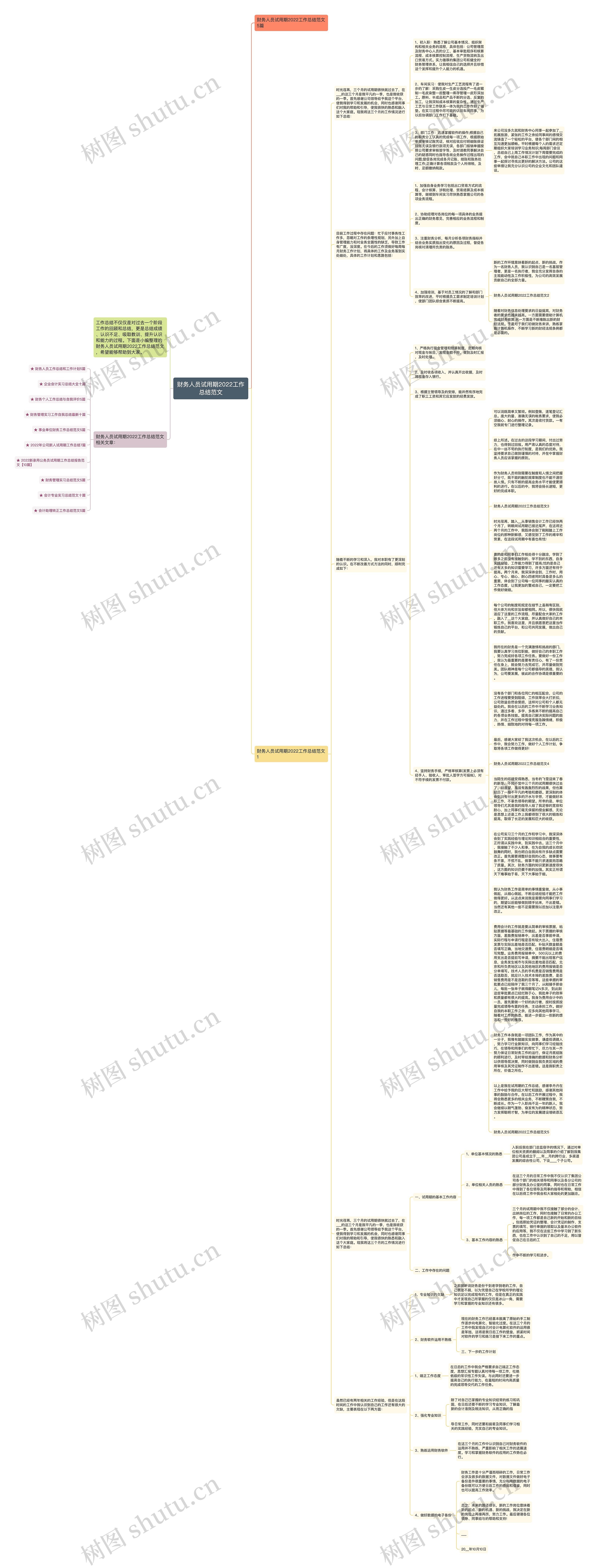 财务人员试用期2022工作总结范文思维导图