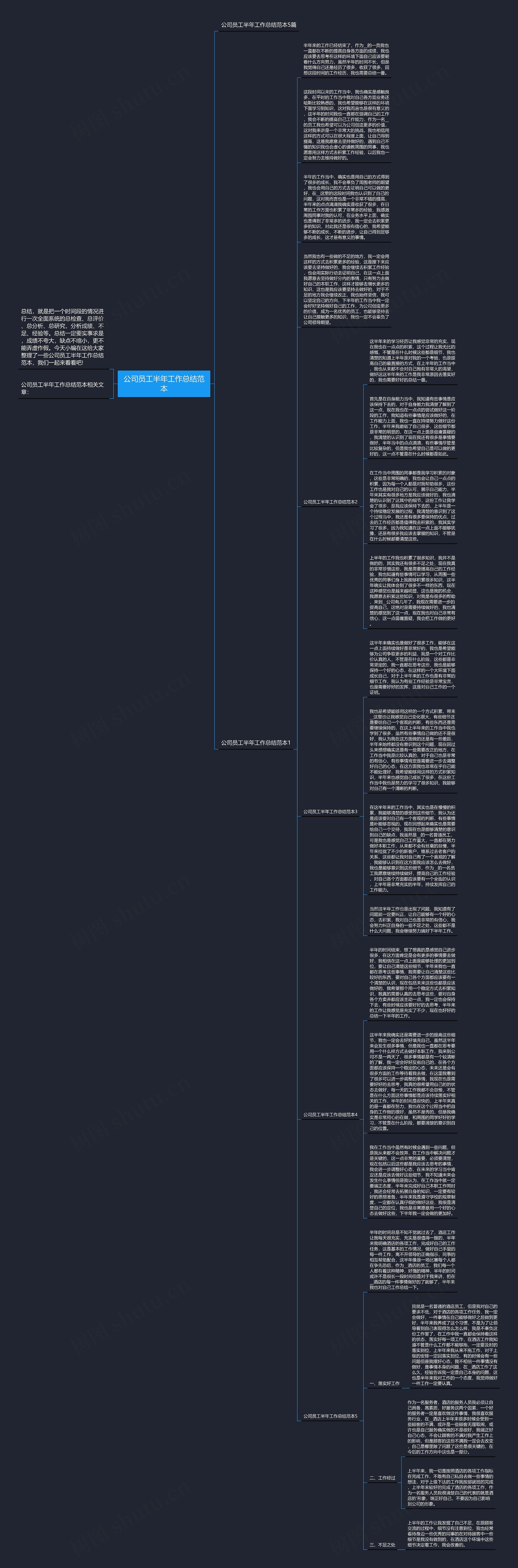 公司员工半年工作总结范本思维导图