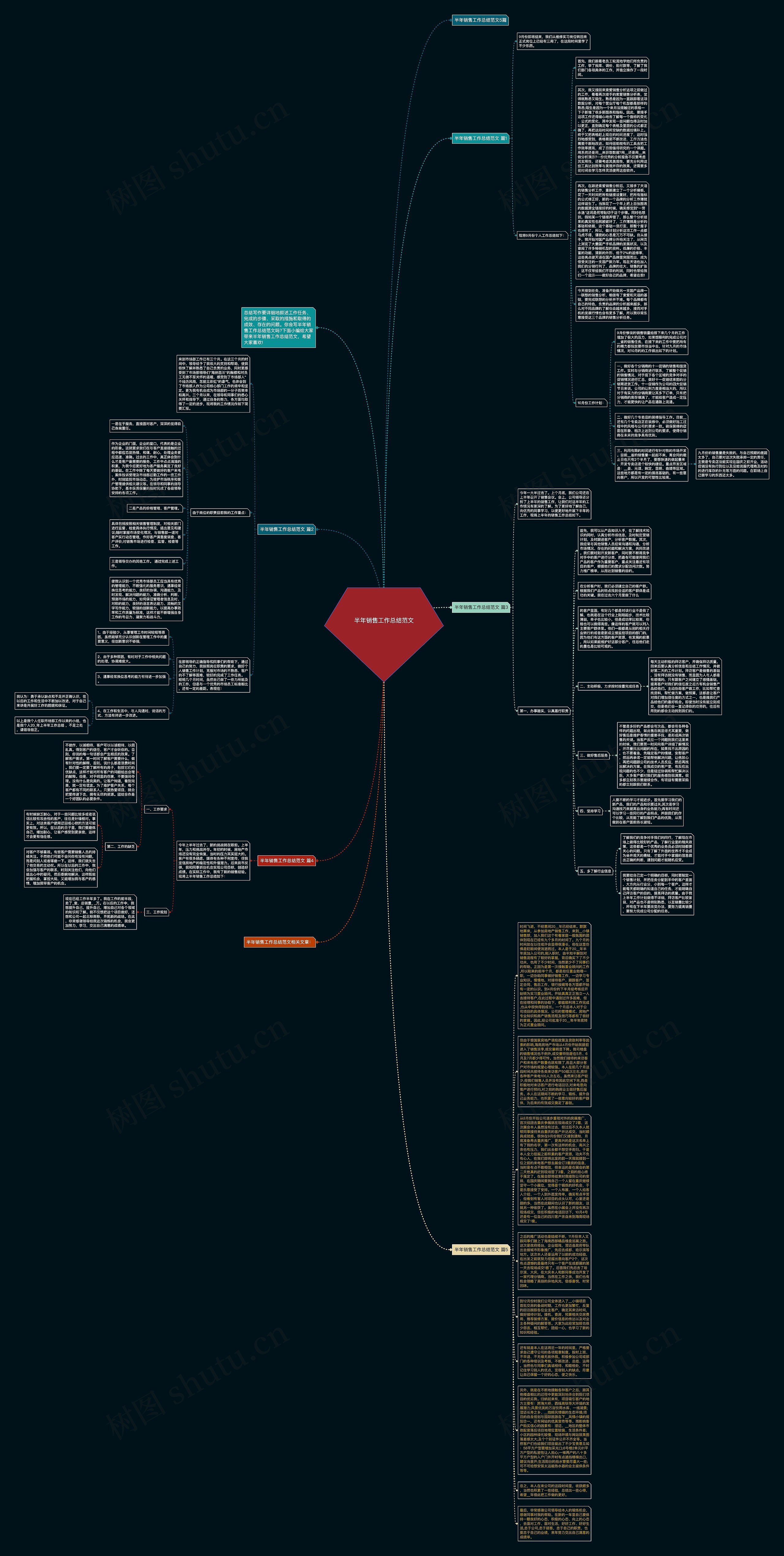 半年销售工作总结范文思维导图