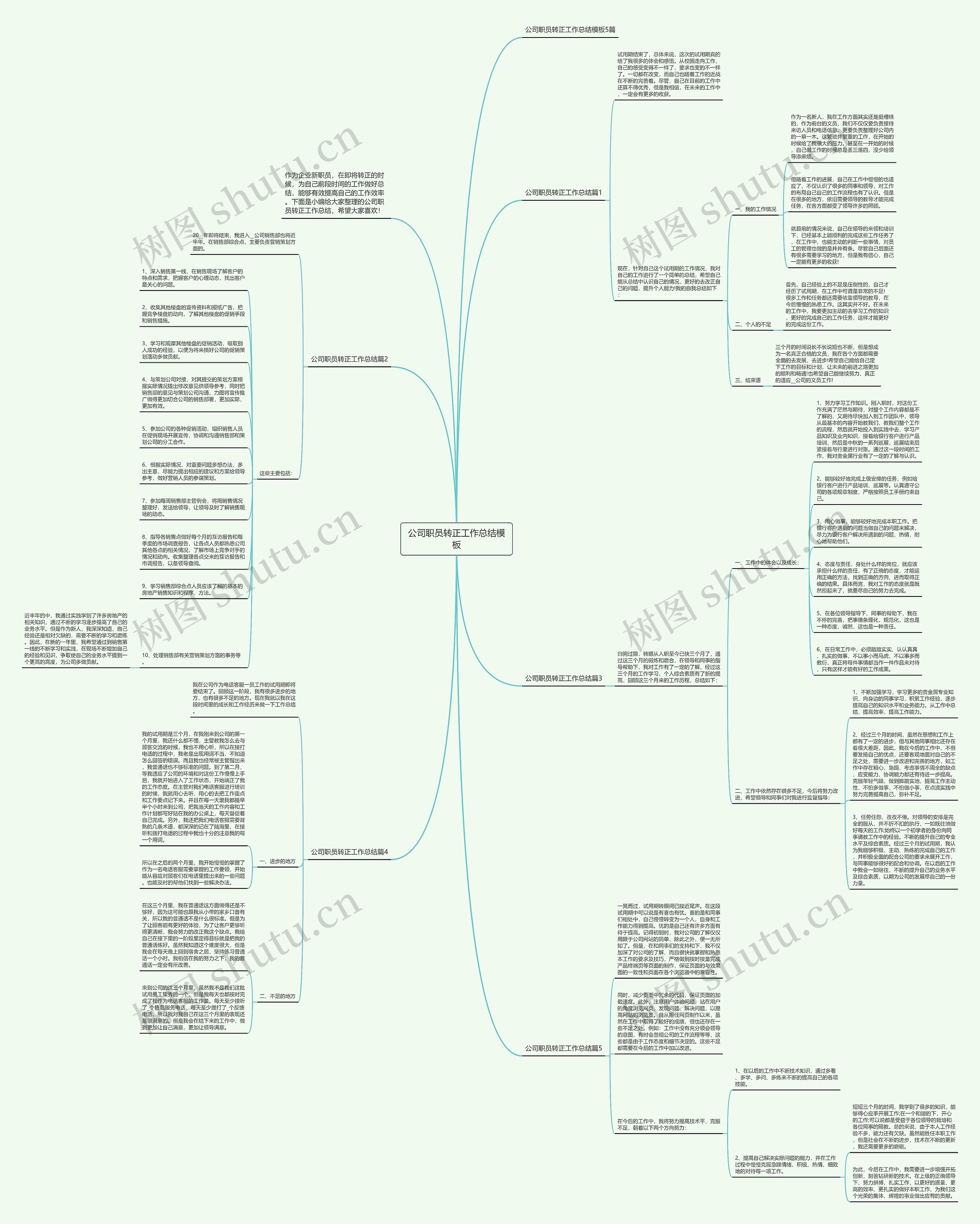 公司职员转正工作总结思维导图