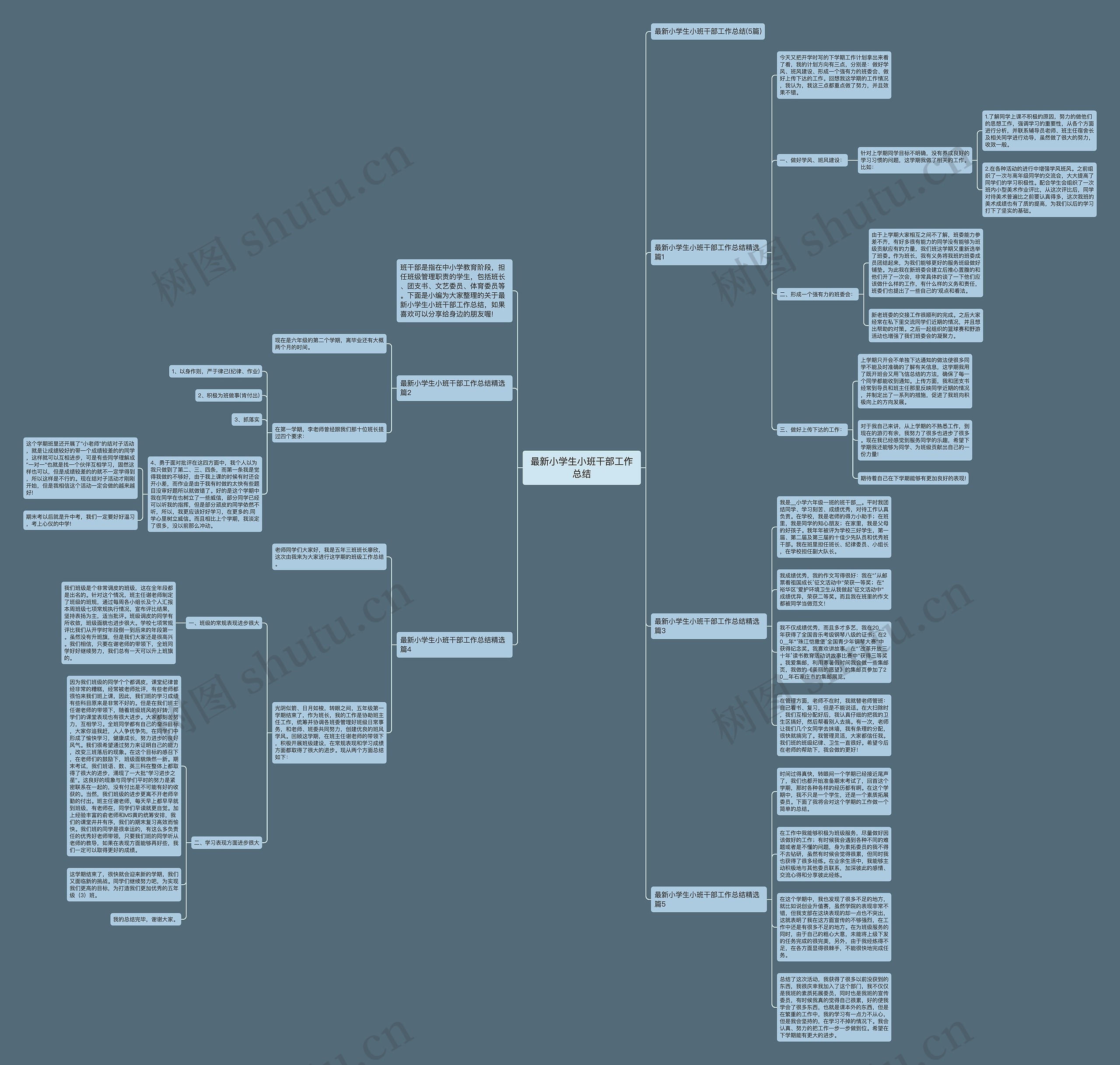 最新小学生小班干部工作总结思维导图