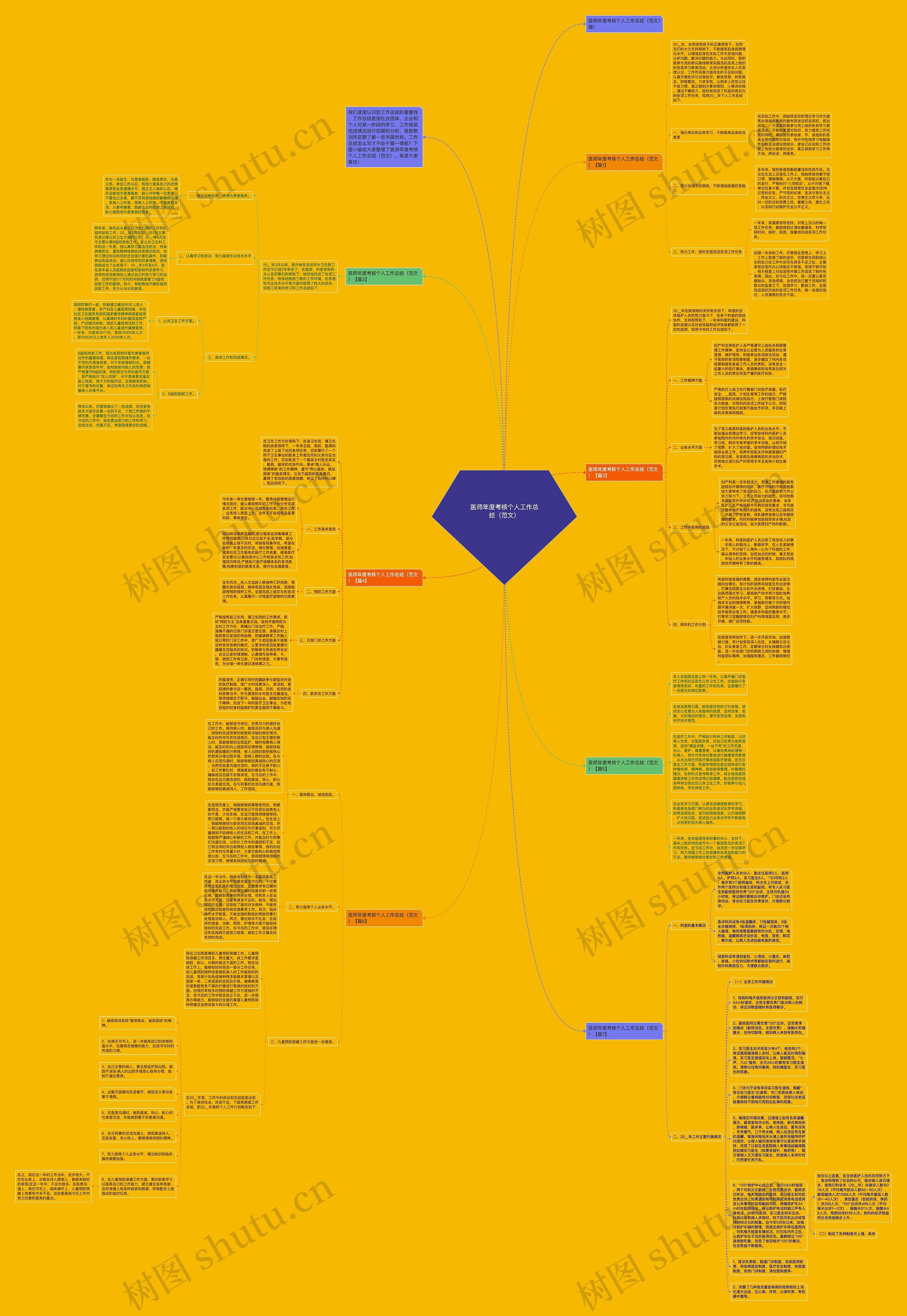 医师年度考核个人工作总结（范文）思维导图