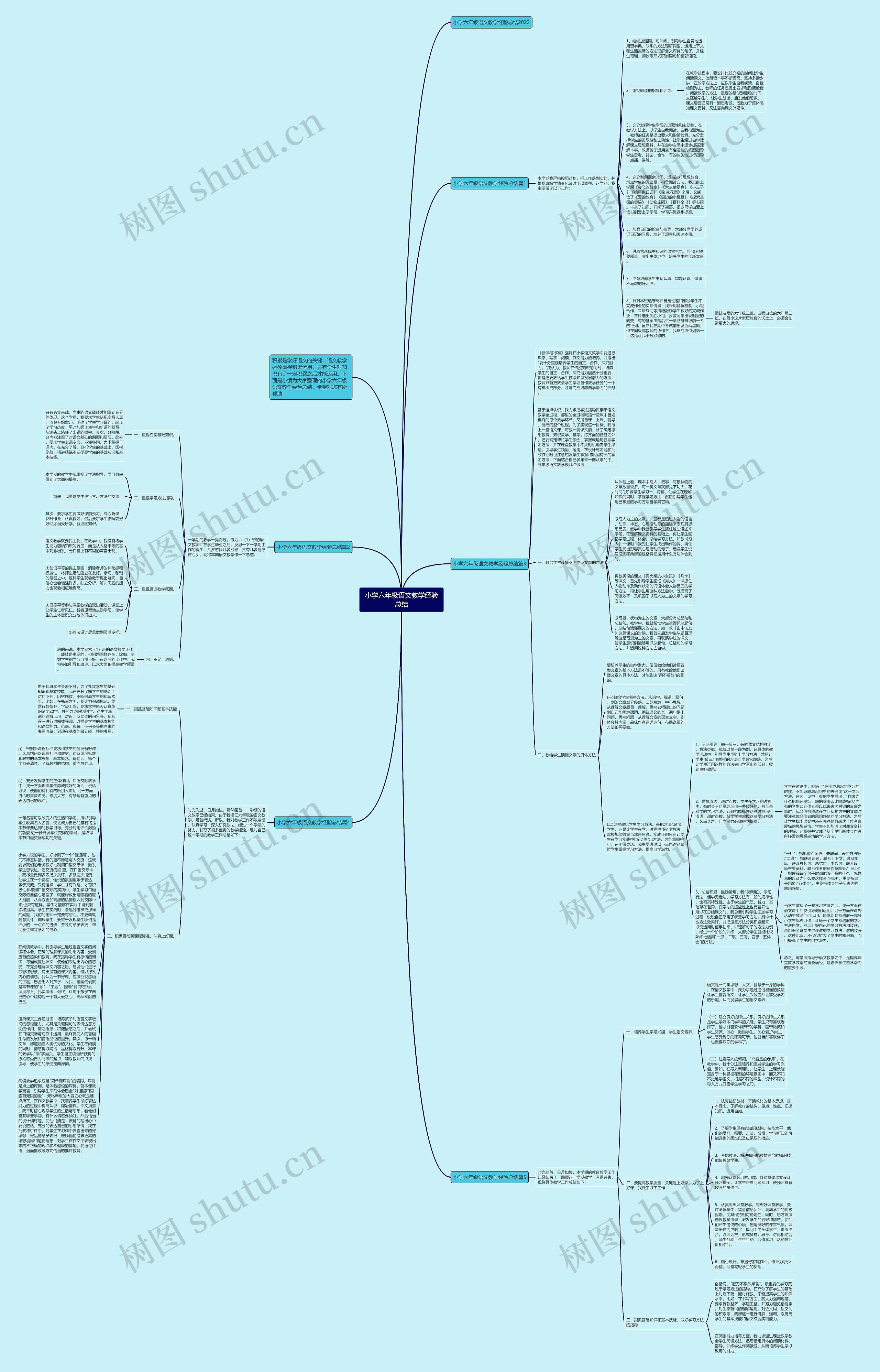 小学六年级语文教学经验总结思维导图