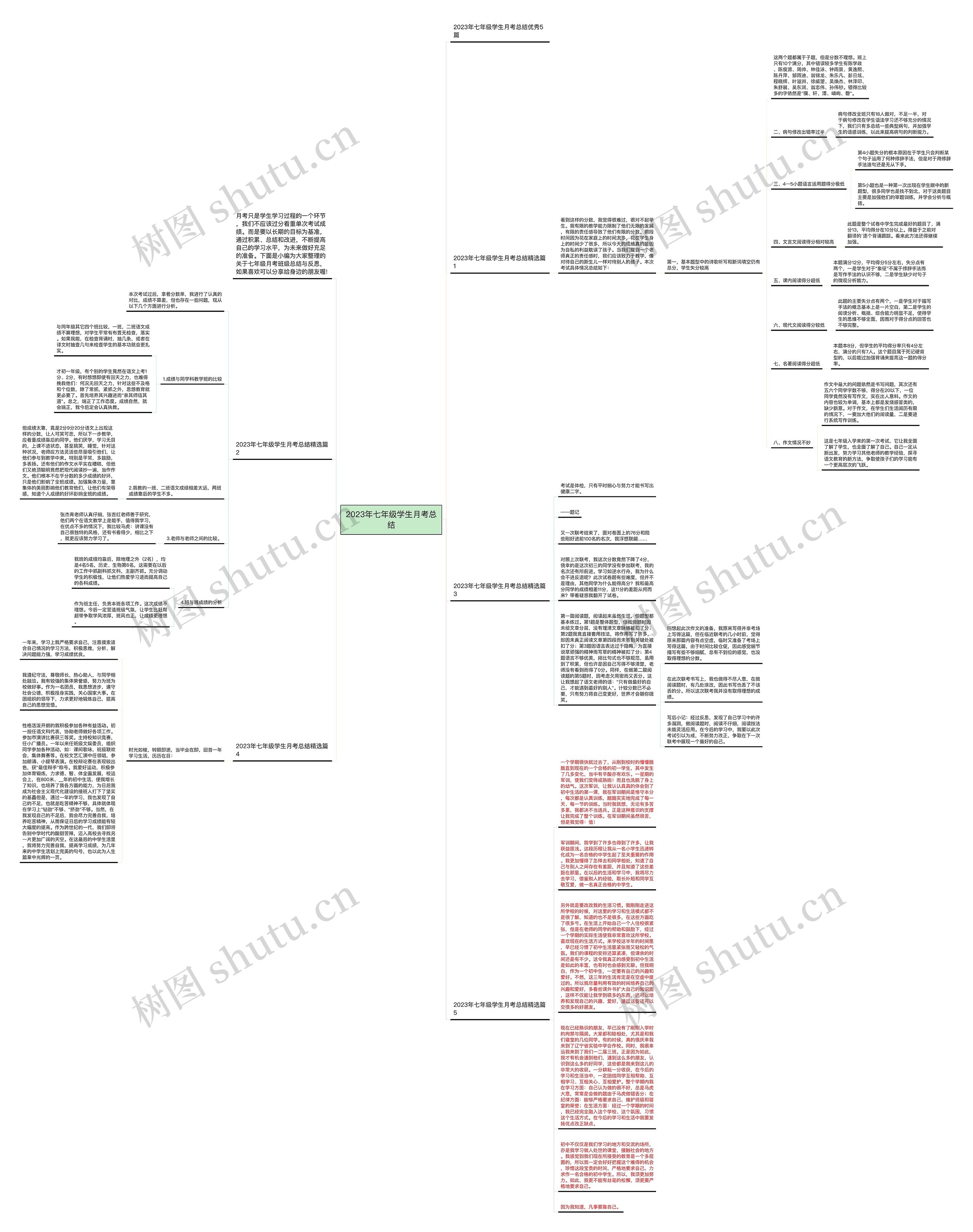 2023年七年级学生月考总结思维导图