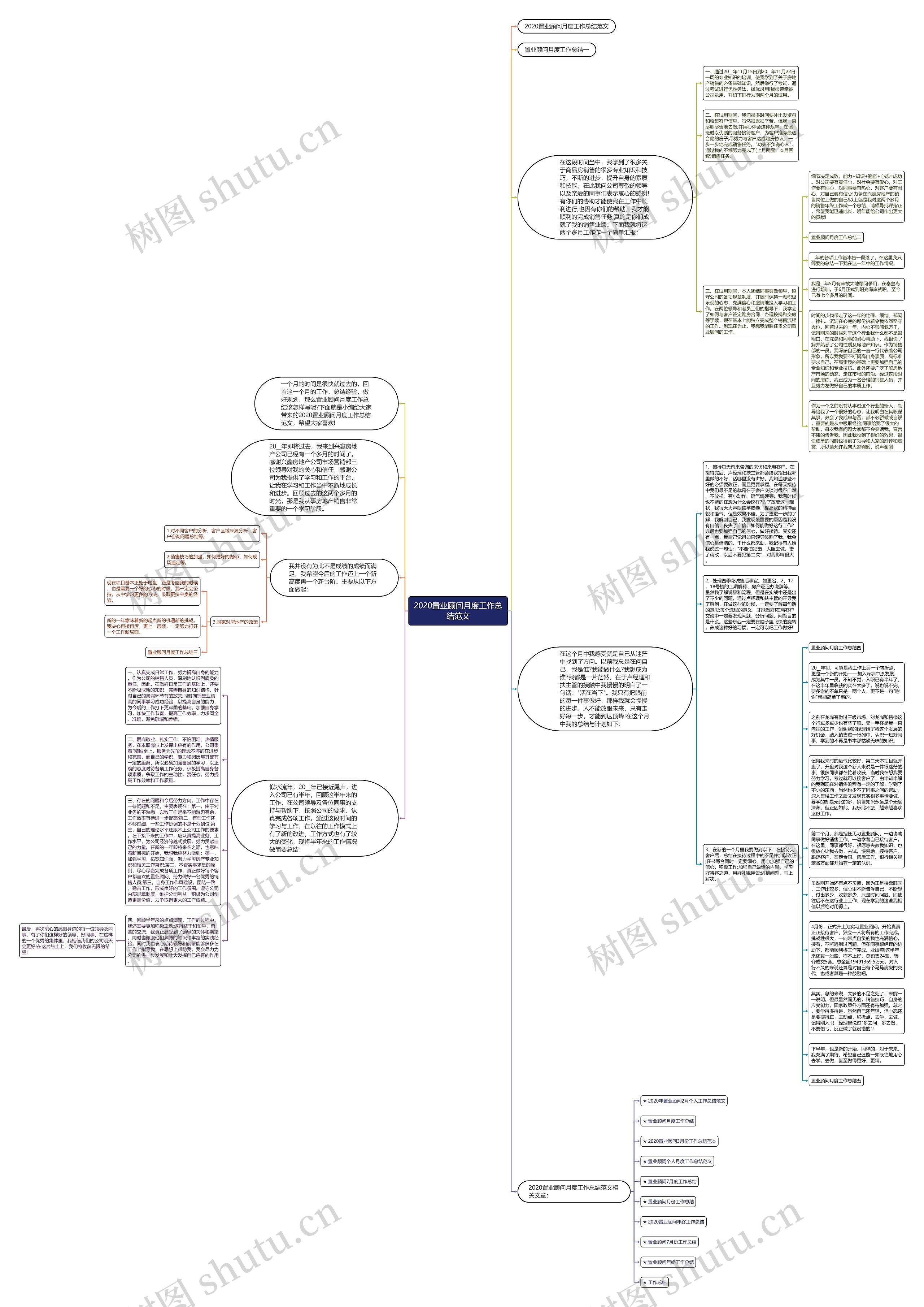 2020置业顾问月度工作总结范文思维导图
