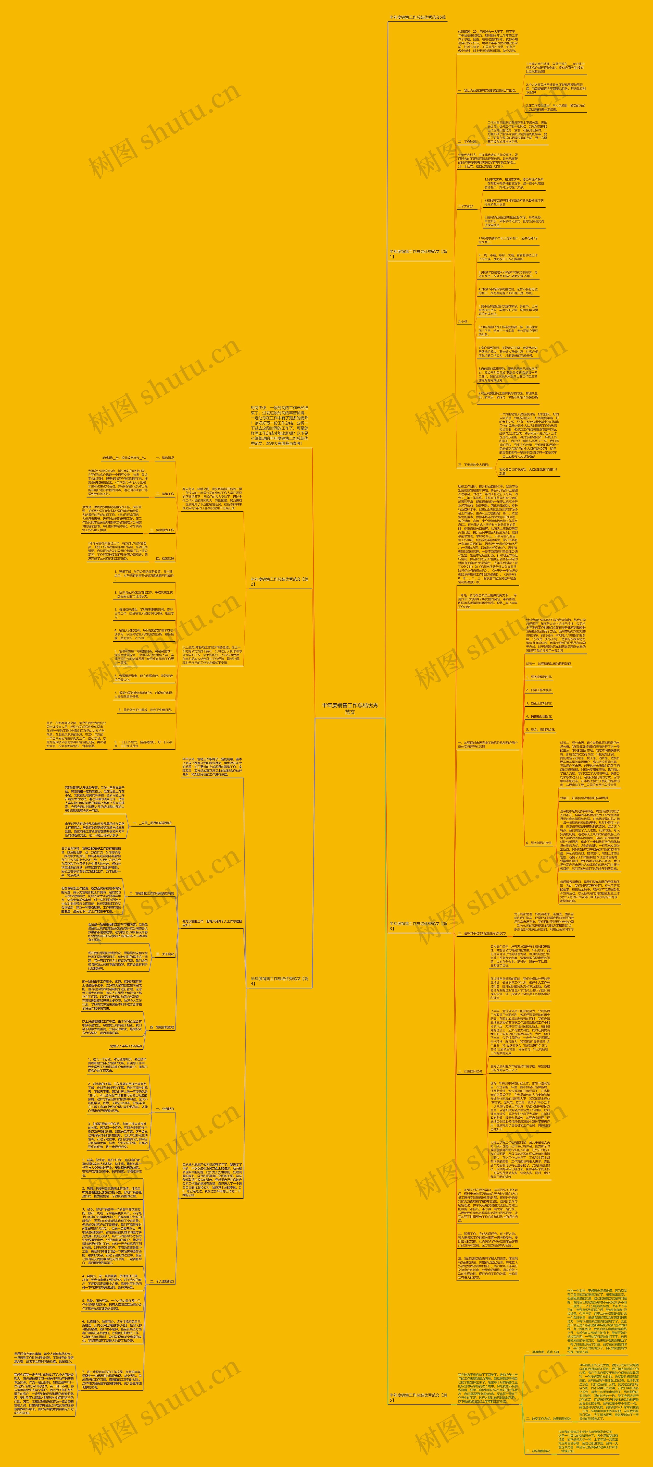 半年度销售工作总结优秀范文思维导图
