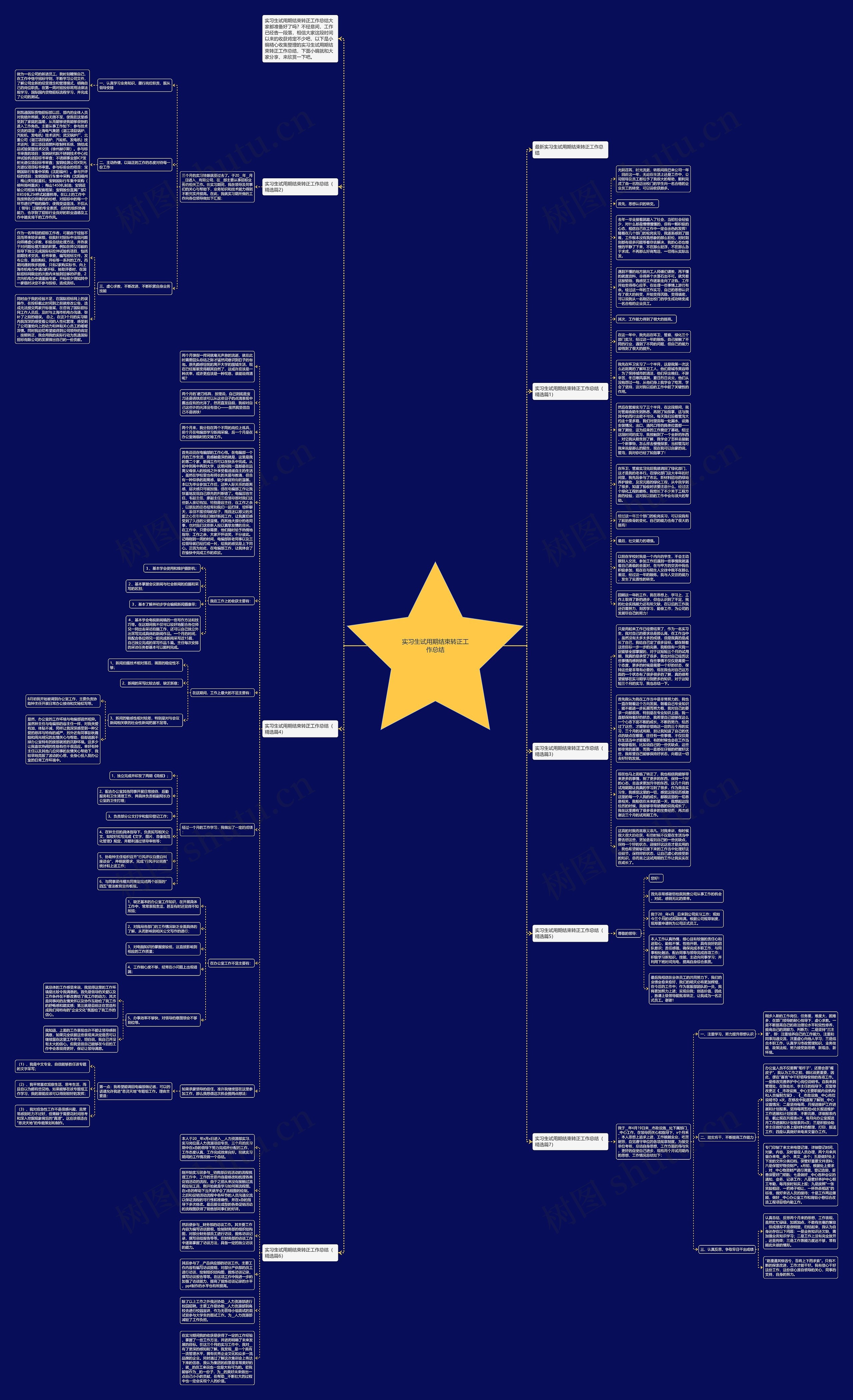 实习生试用期结束转正工作总结思维导图