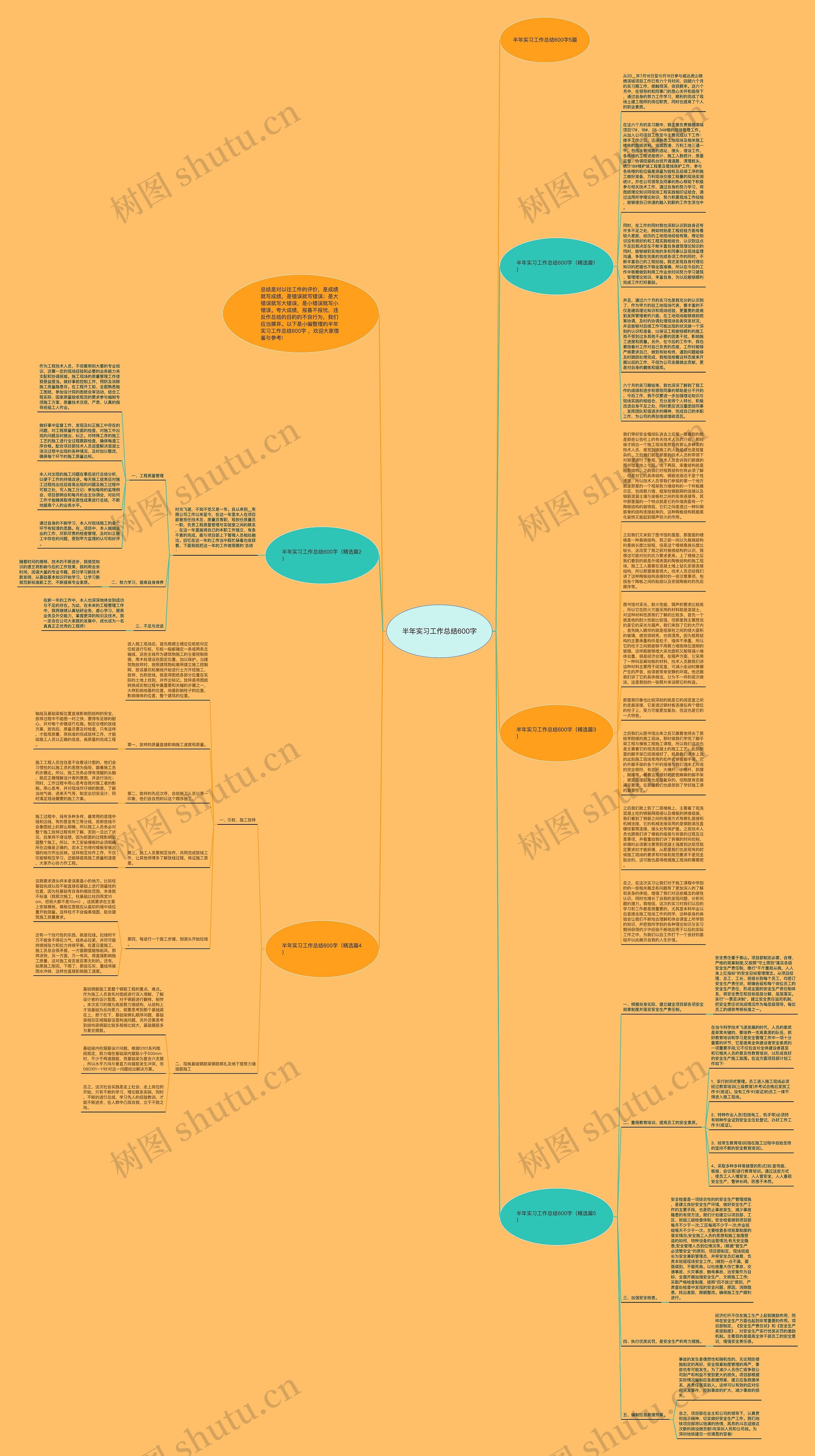 半年实习工作总结600字思维导图