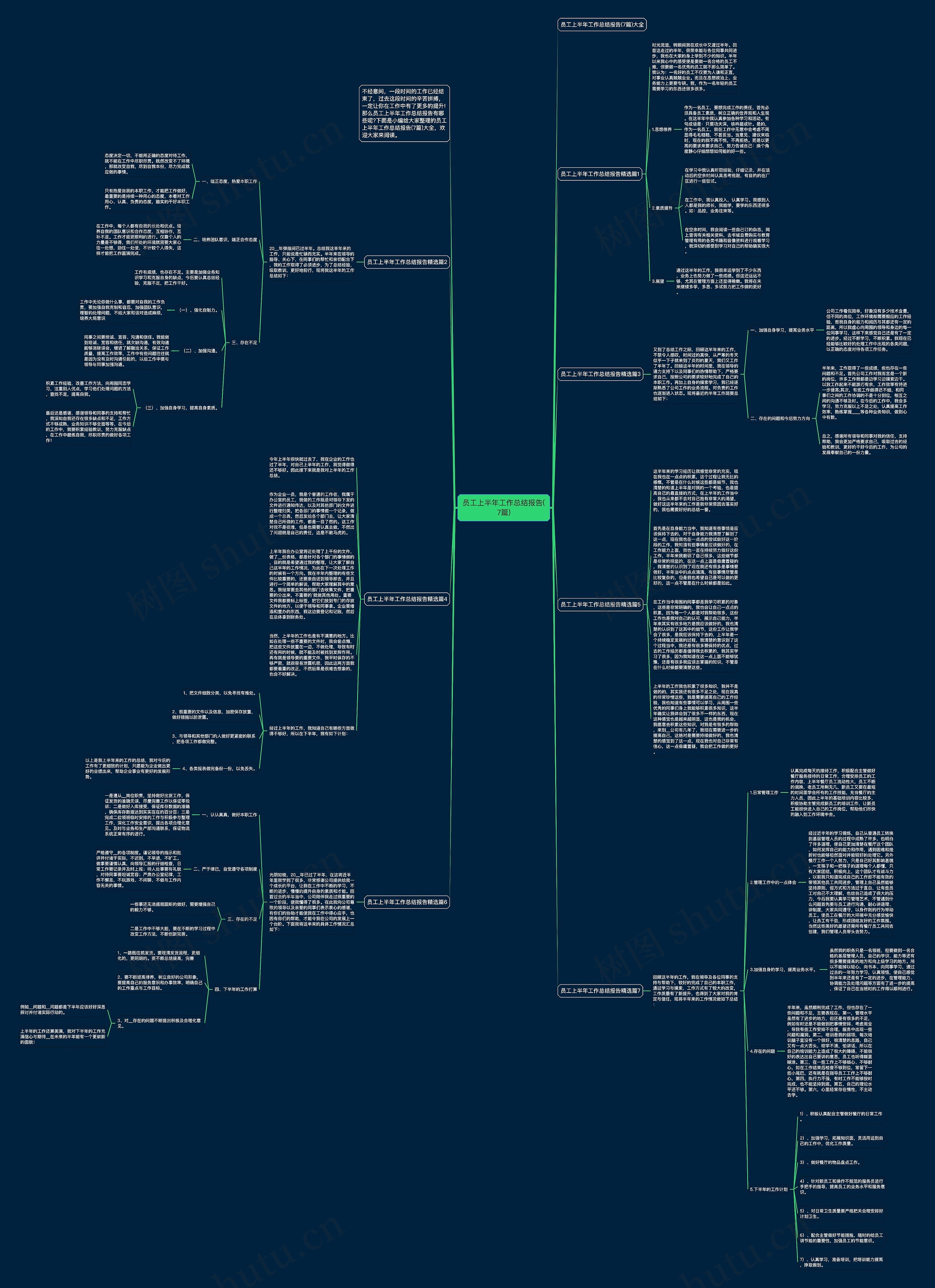 员工上半年工作总结报告(7篇)思维导图