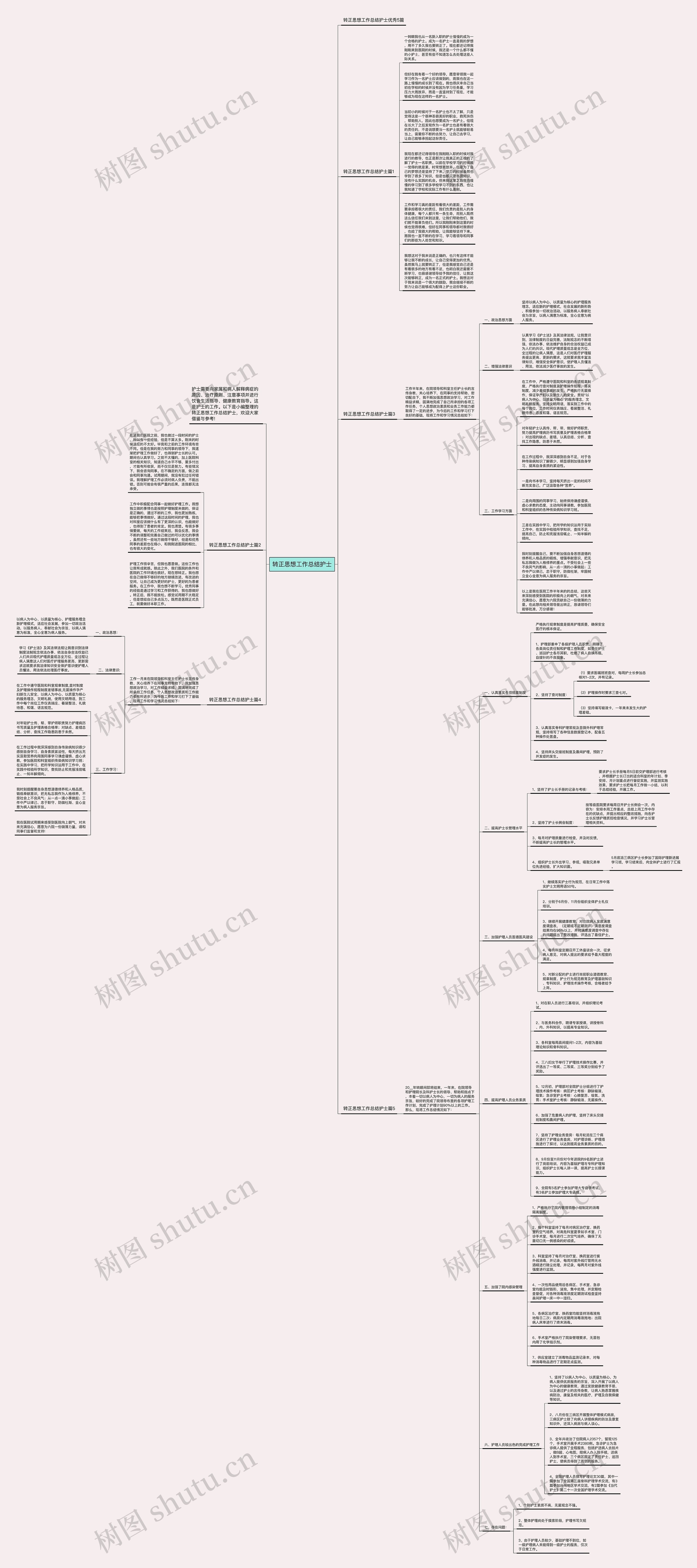 转正思想工作总结护士思维导图