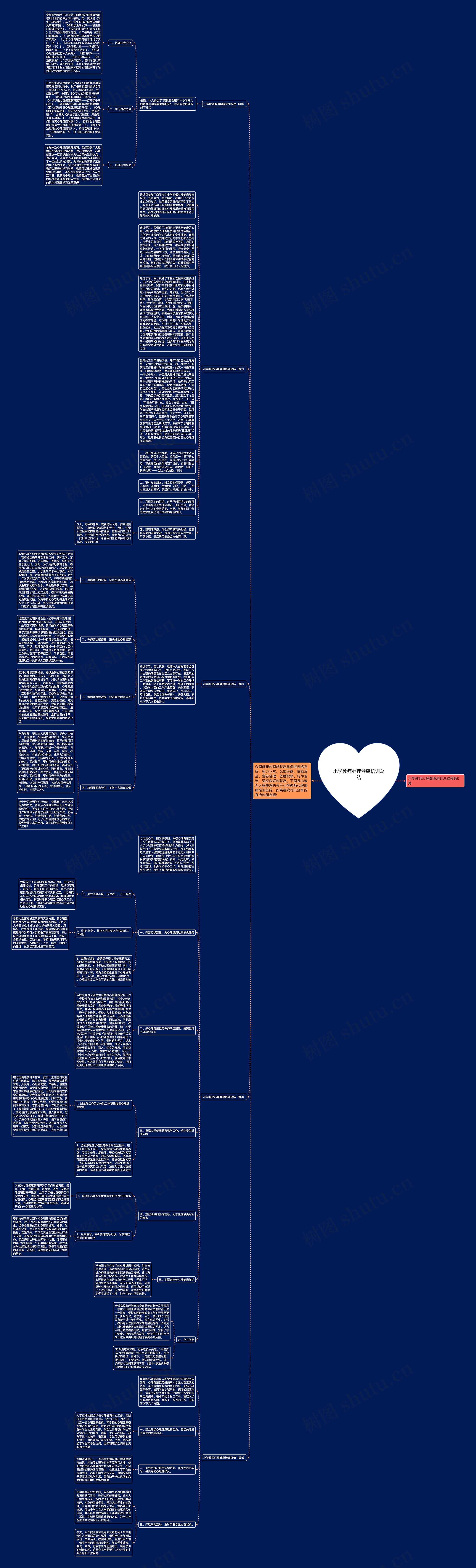 小学教师心理健康培训总结思维导图