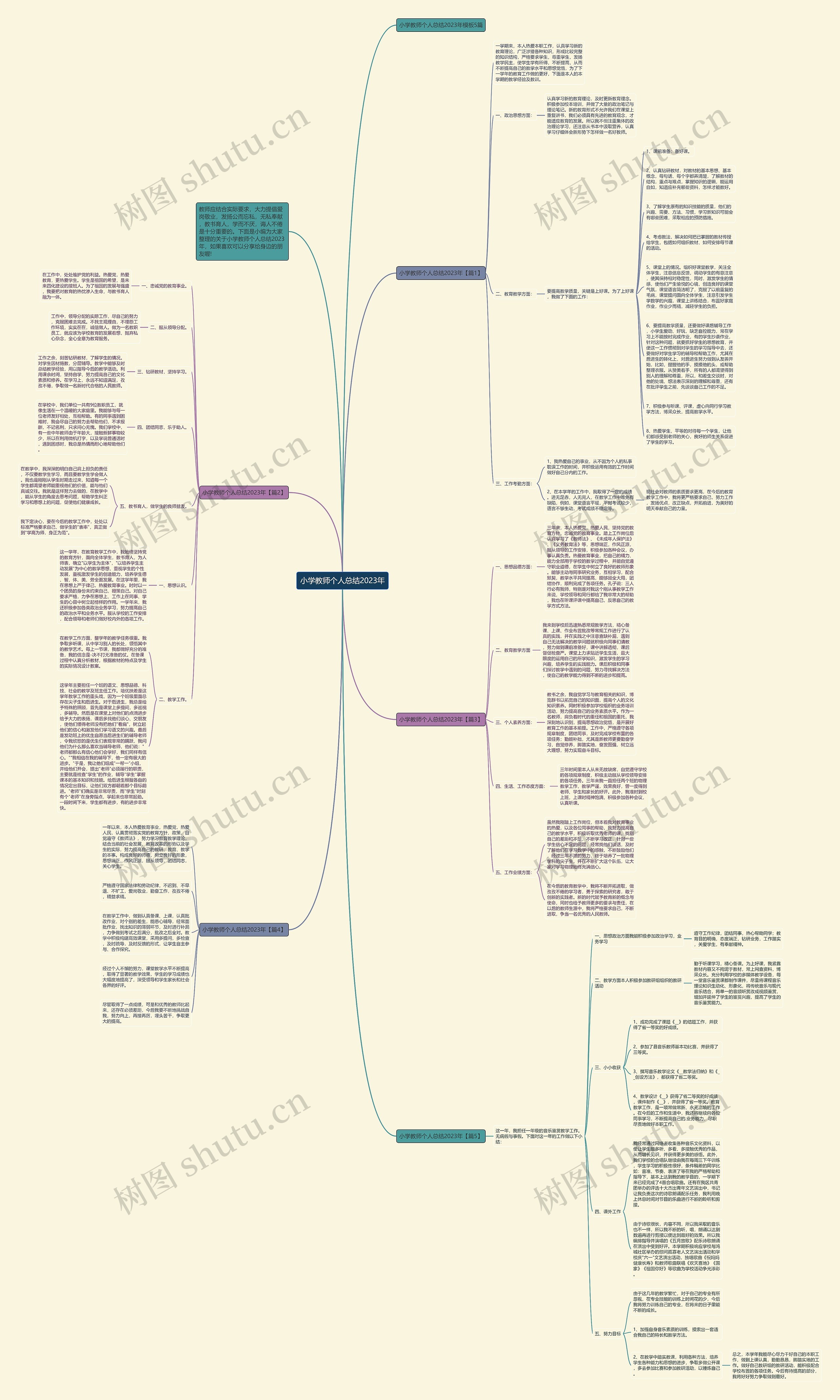 小学教师个人总结2023年思维导图