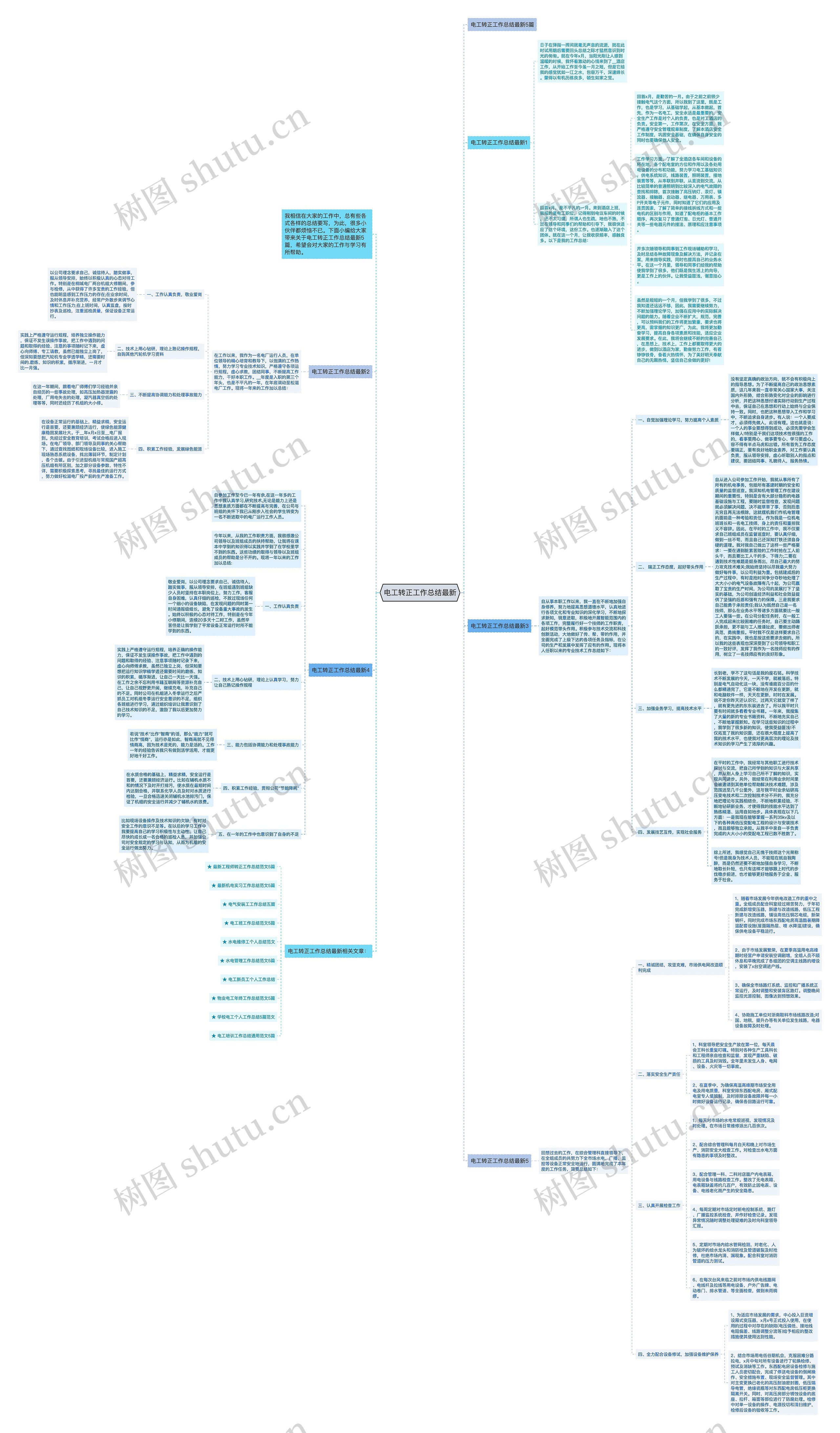 电工转正工作总结最新思维导图