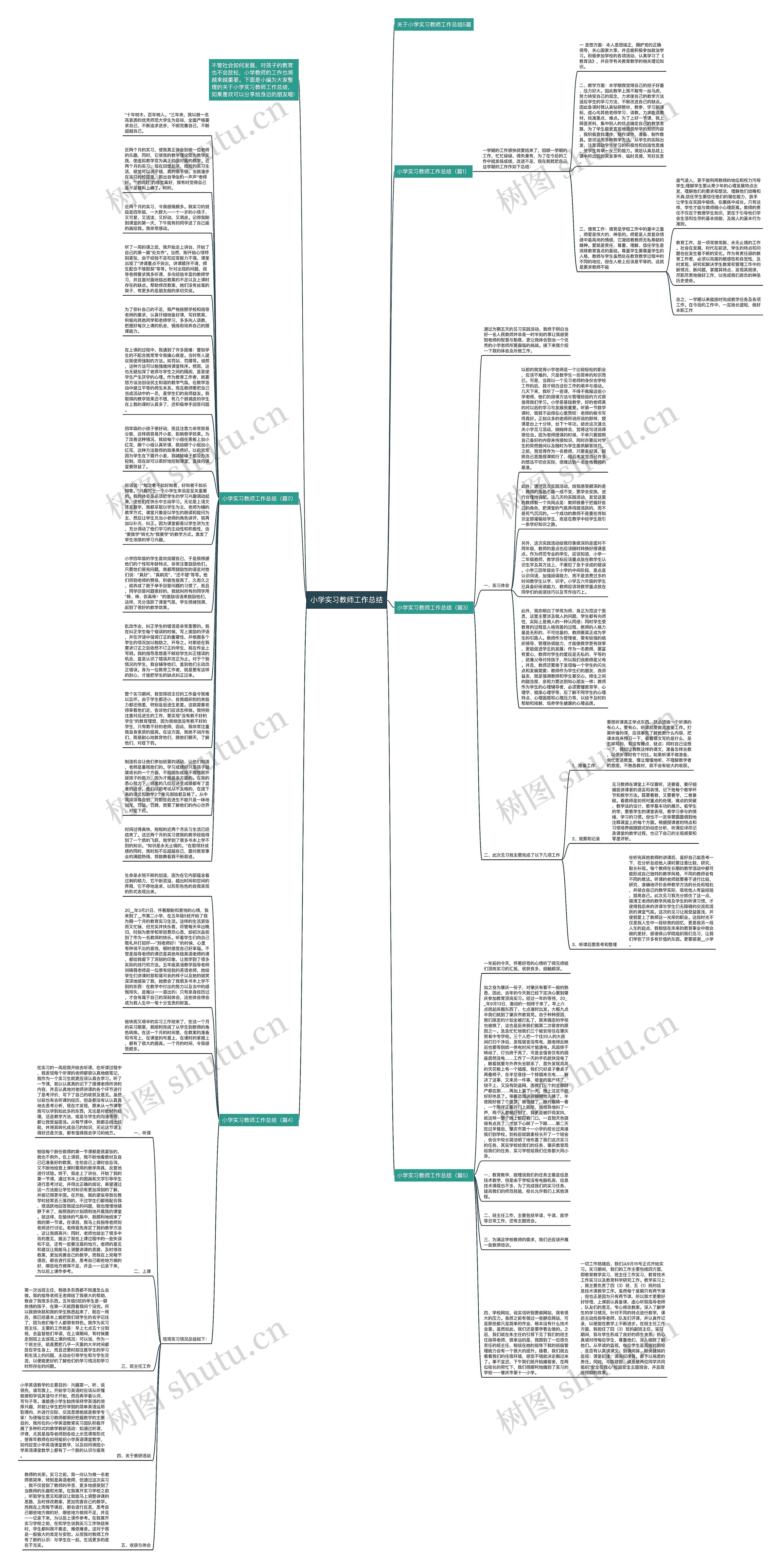 小学实习教师工作总结思维导图