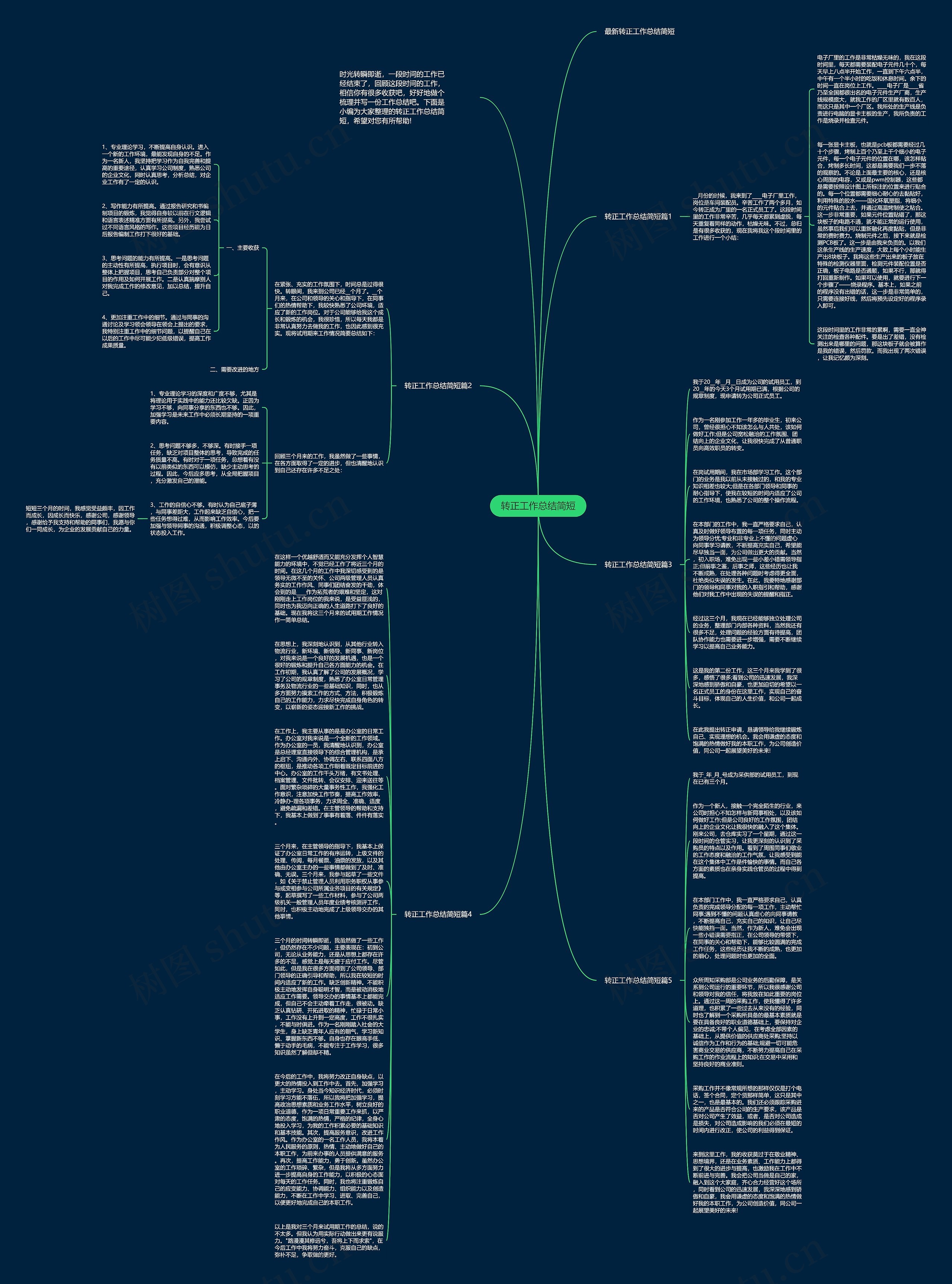 转正工作总结简短思维导图