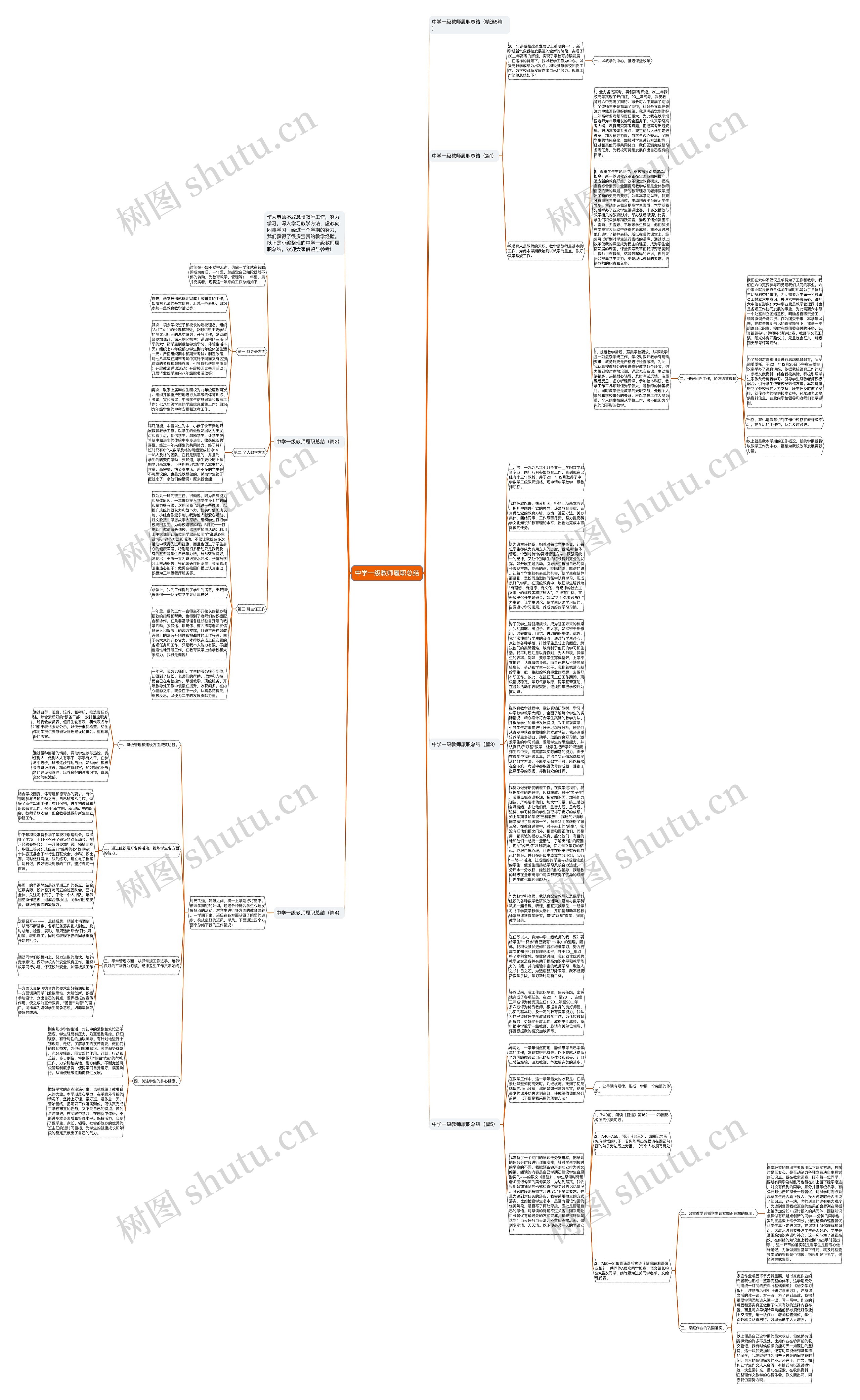 中学一级教师履职总结思维导图