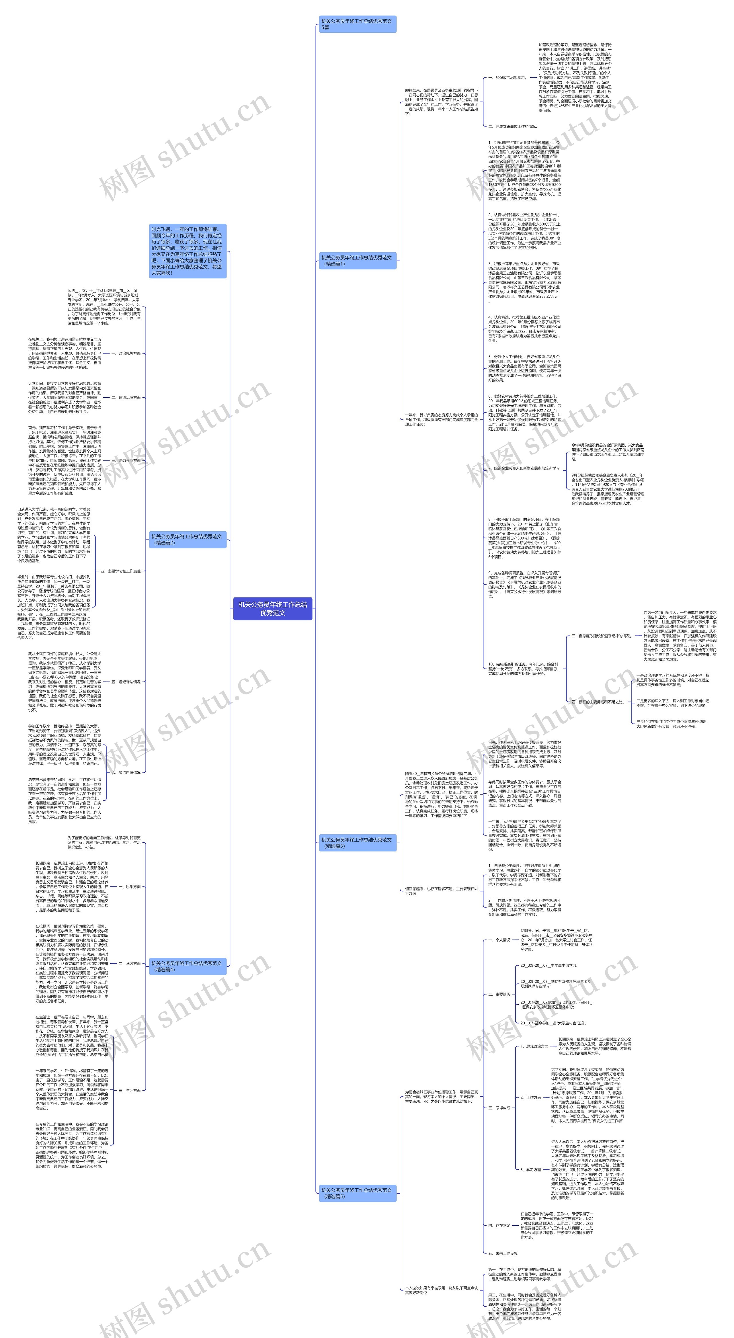 机关公务员年终工作总结优秀范文思维导图