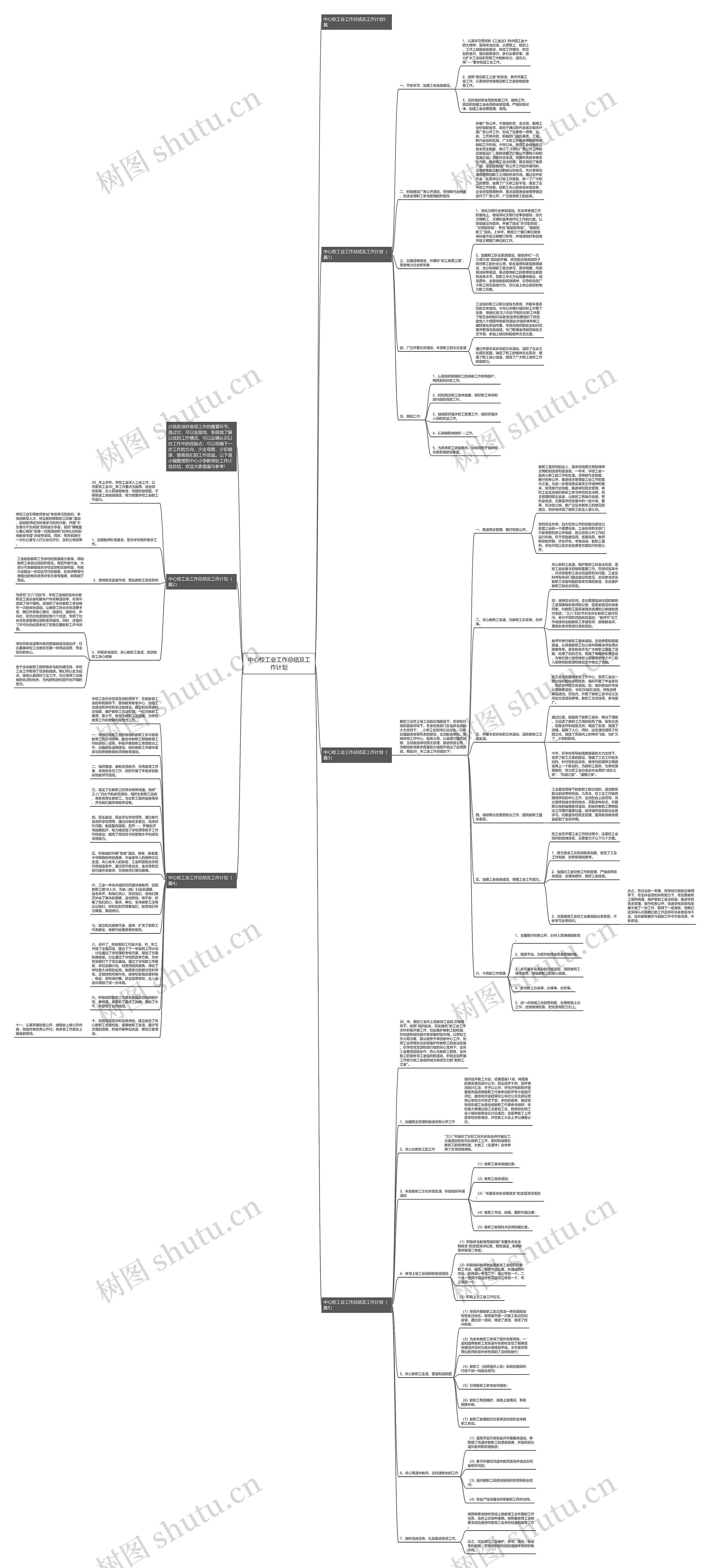 中心校工会工作总结及工作计划思维导图