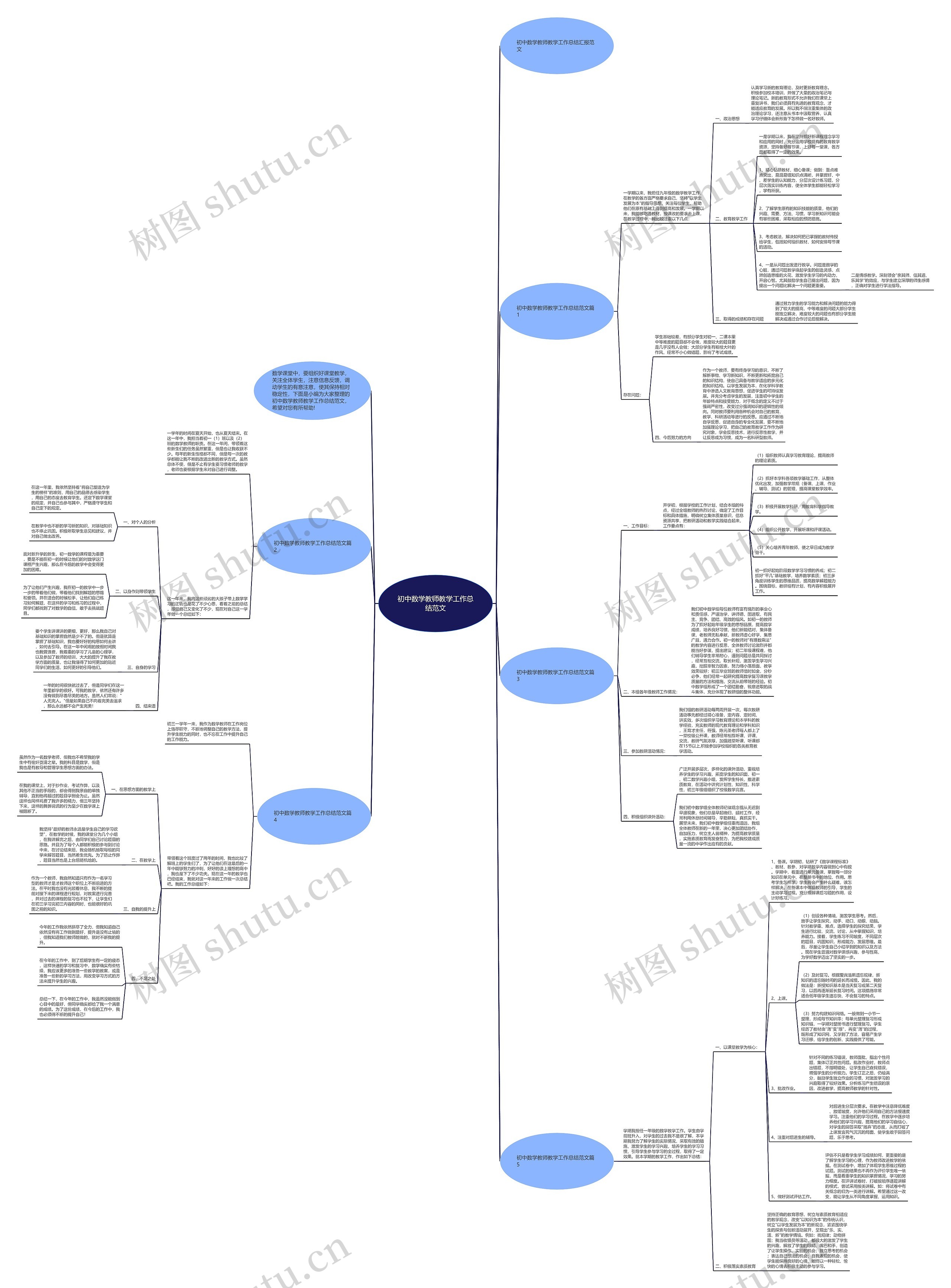 初中数学教师教学工作总结范文思维导图
