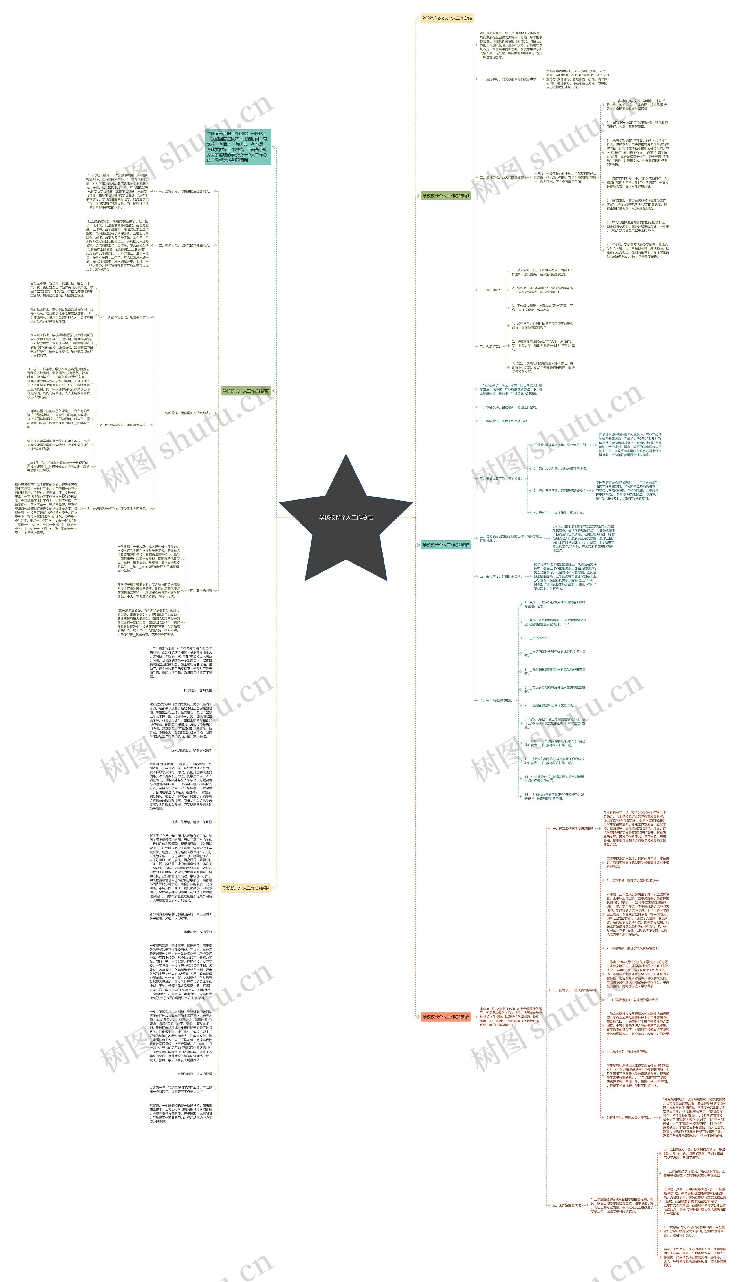 学校校长个人工作总结思维导图