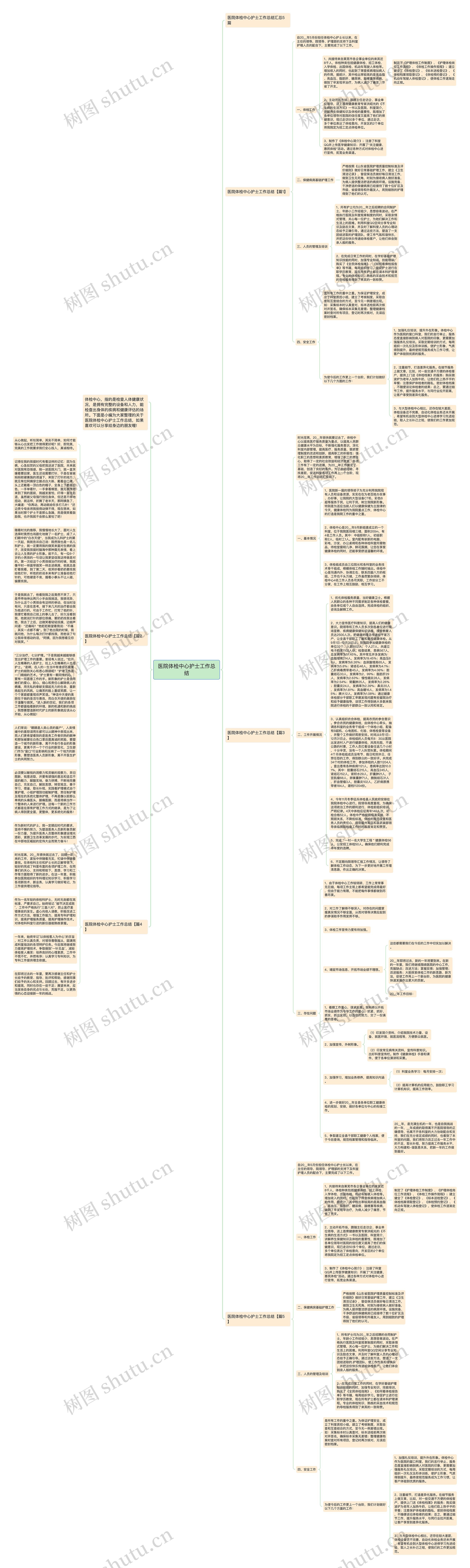 医院体检中心护士工作总结思维导图