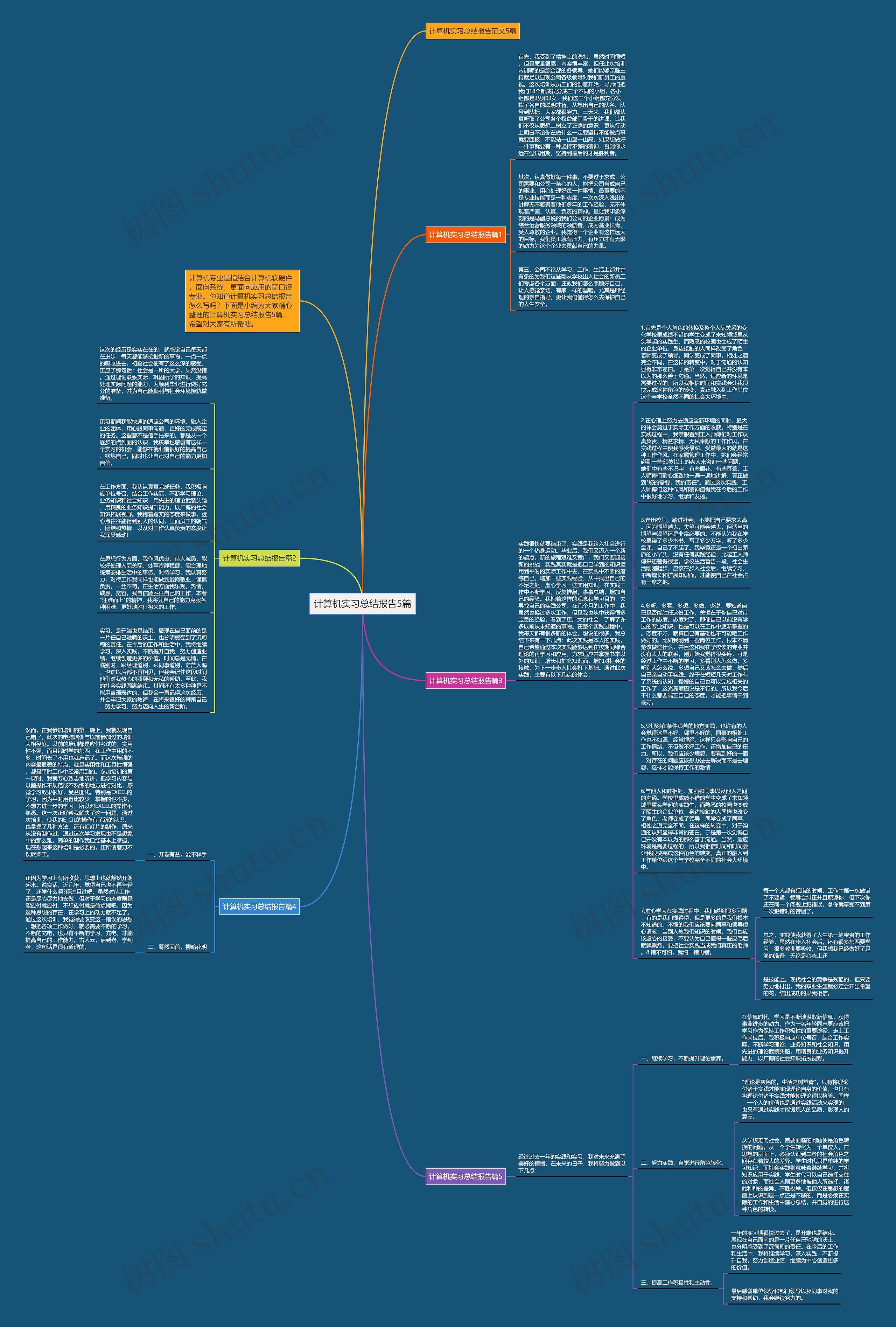 计算机实习总结报告5篇思维导图