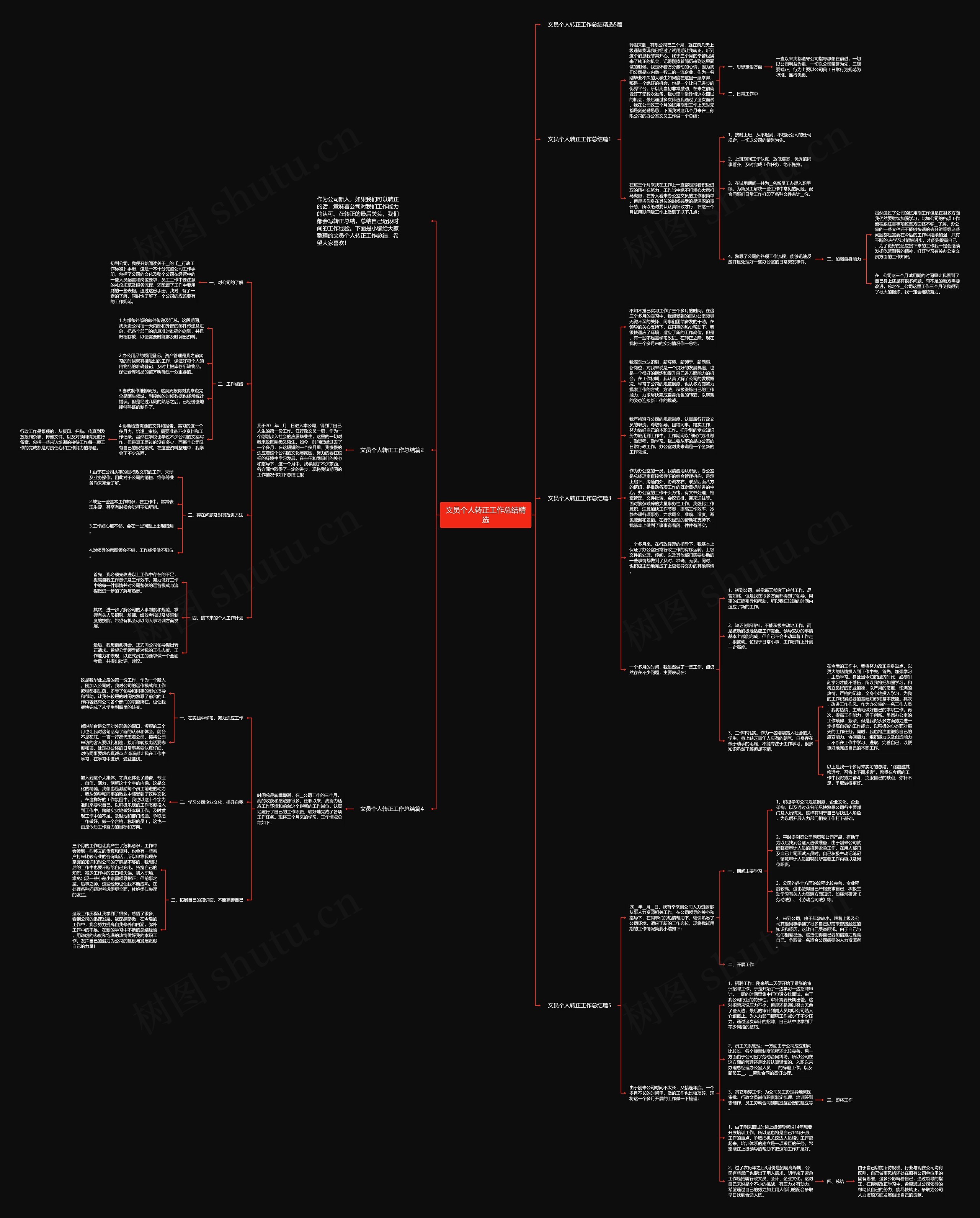 文员个人转正工作总结精选思维导图