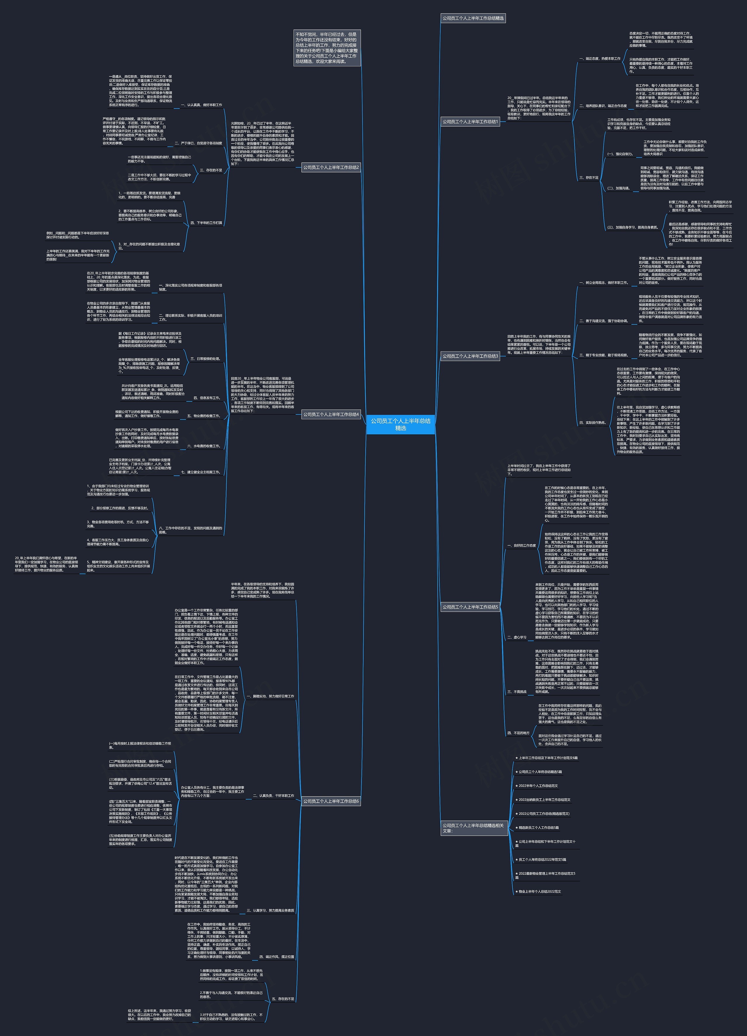 公司员工个人上半年总结精选思维导图