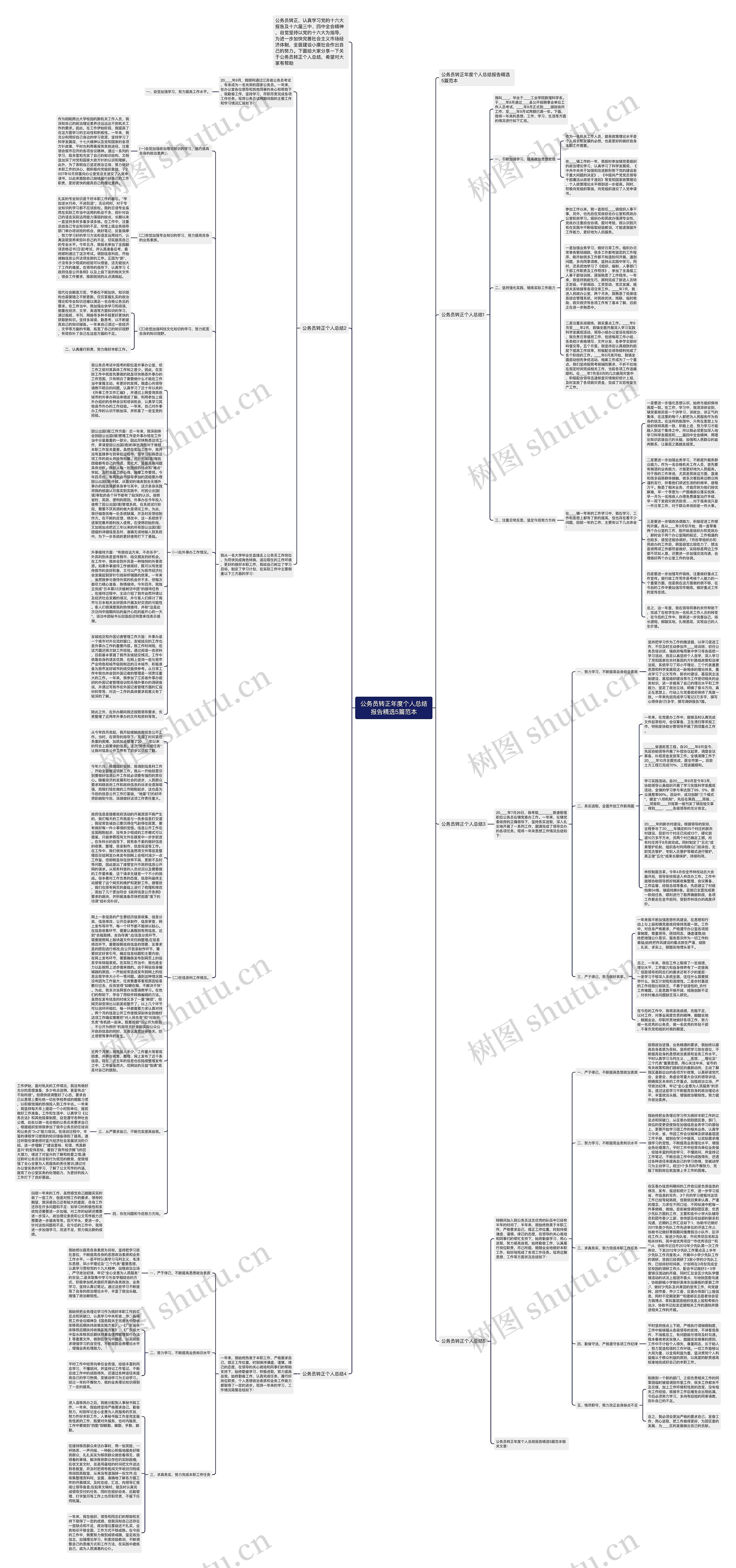 公务员转正年度个人总结报告精选5篇范本思维导图