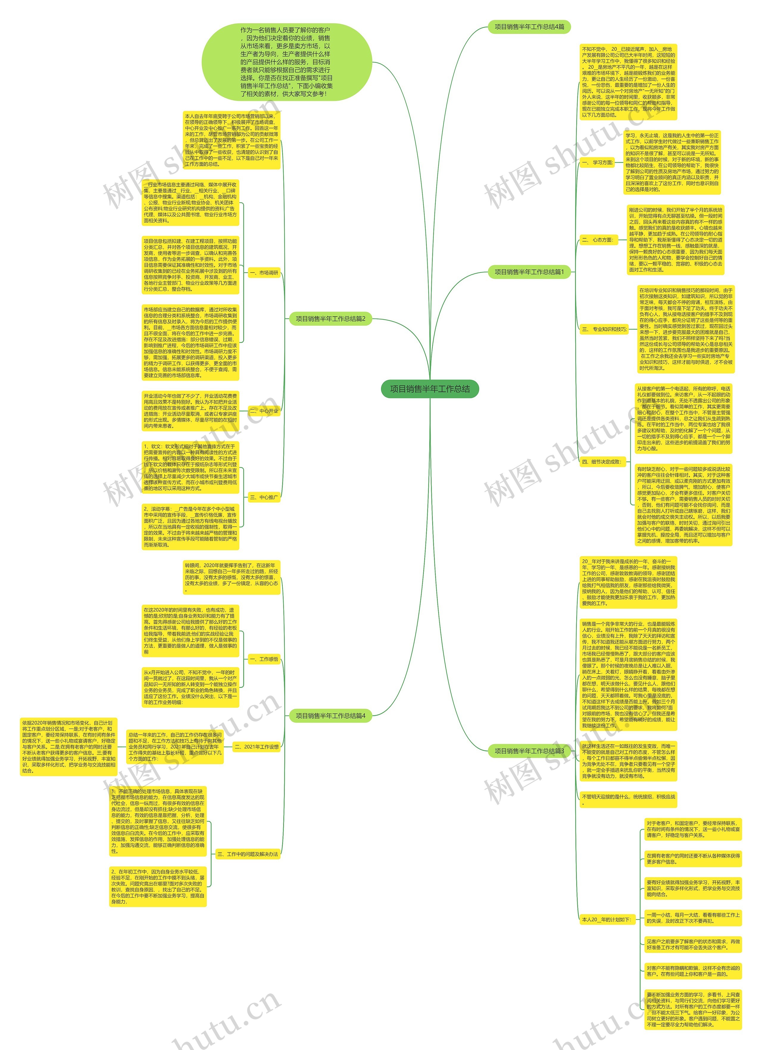 项目销售半年工作总结思维导图