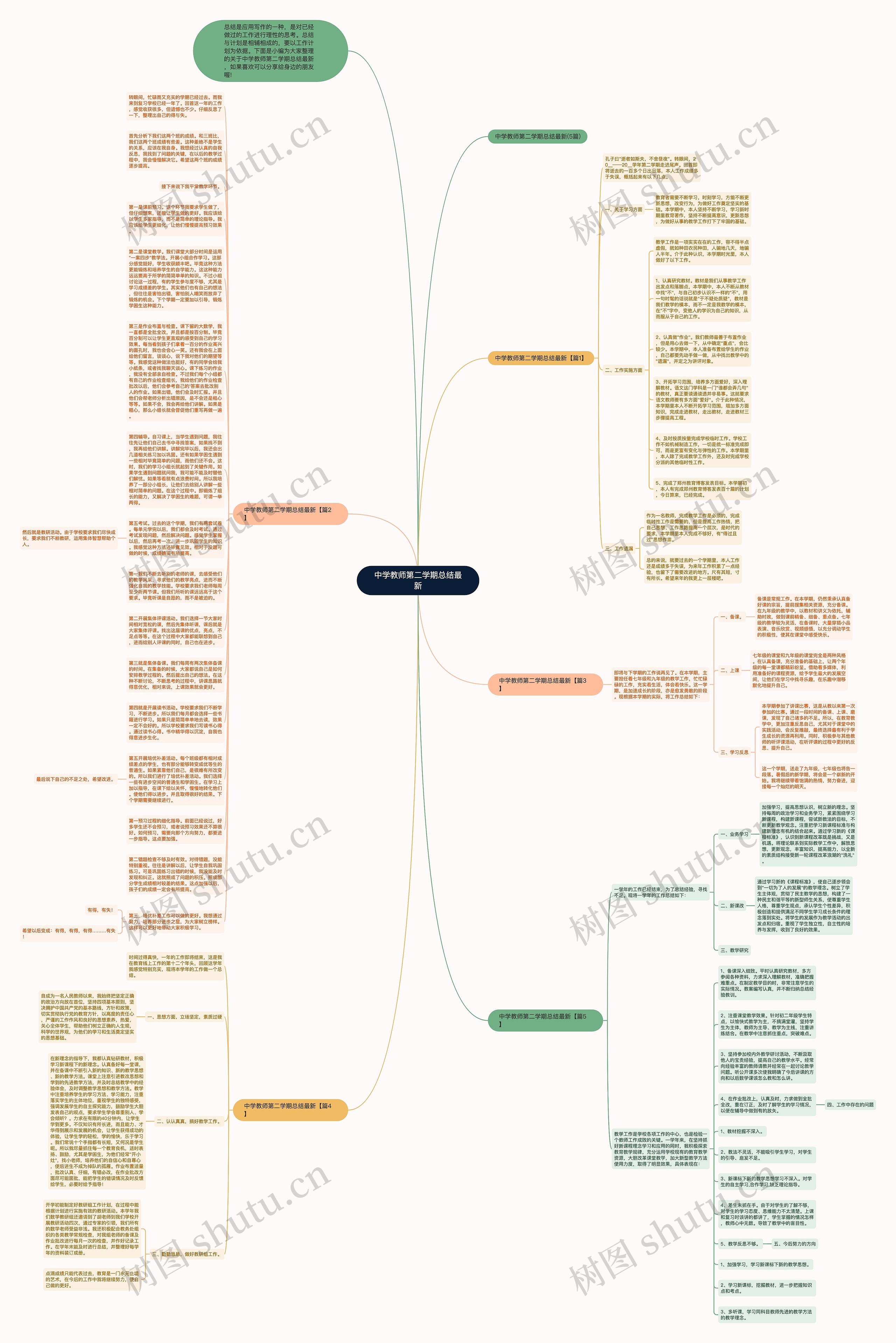 中学教师第二学期总结最新思维导图