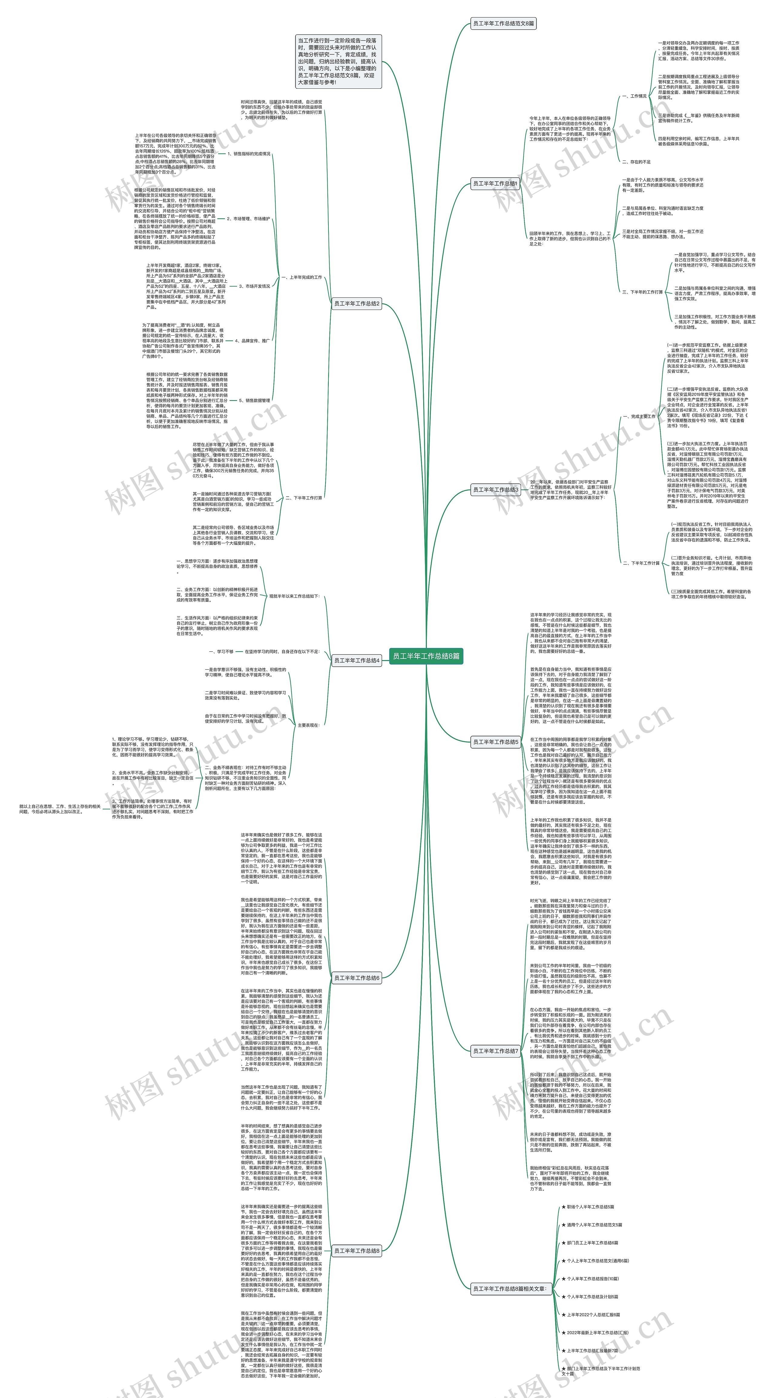 员工半年工作总结8篇思维导图