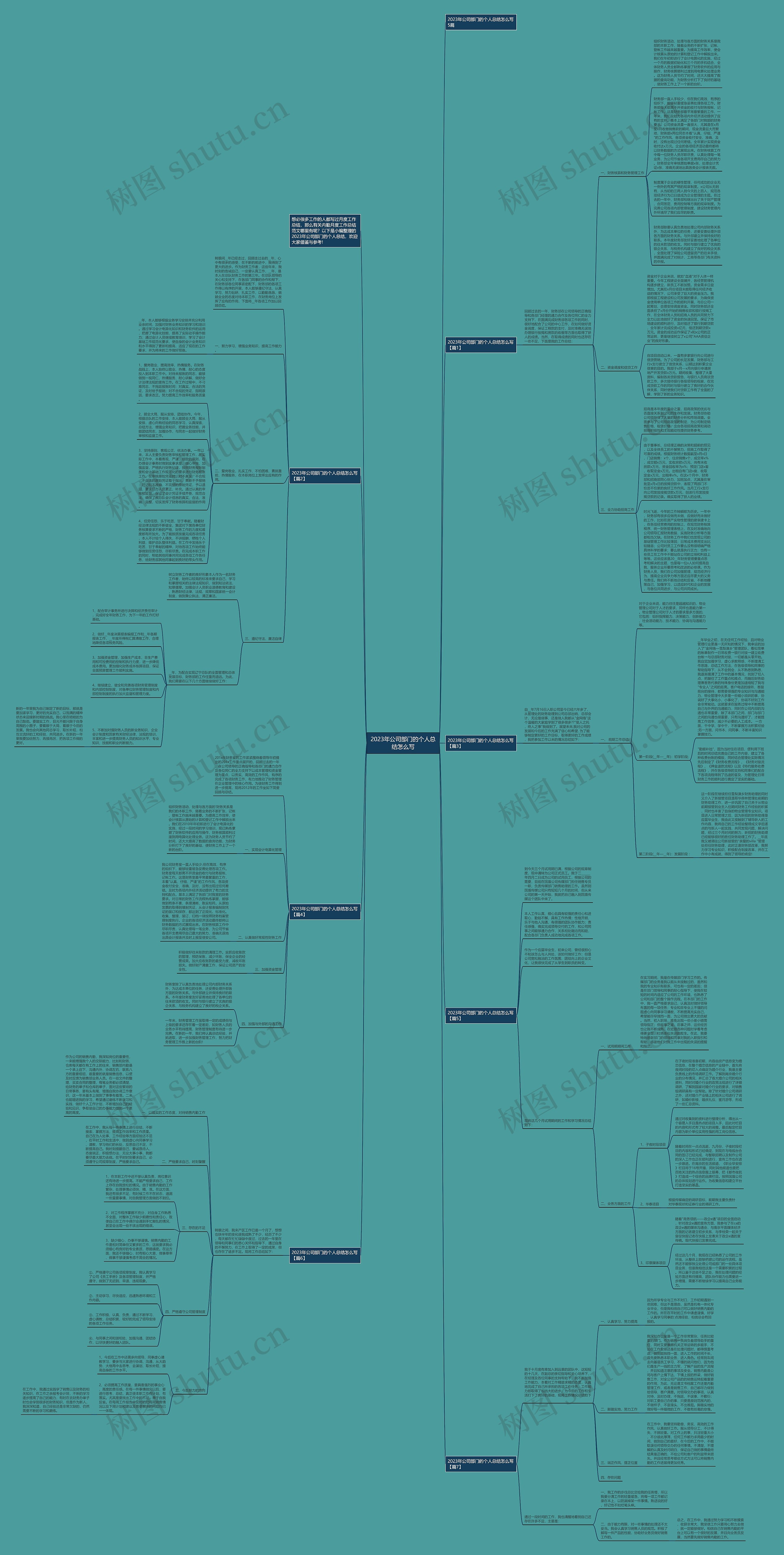 2023年公司部门的个人总结怎么写思维导图