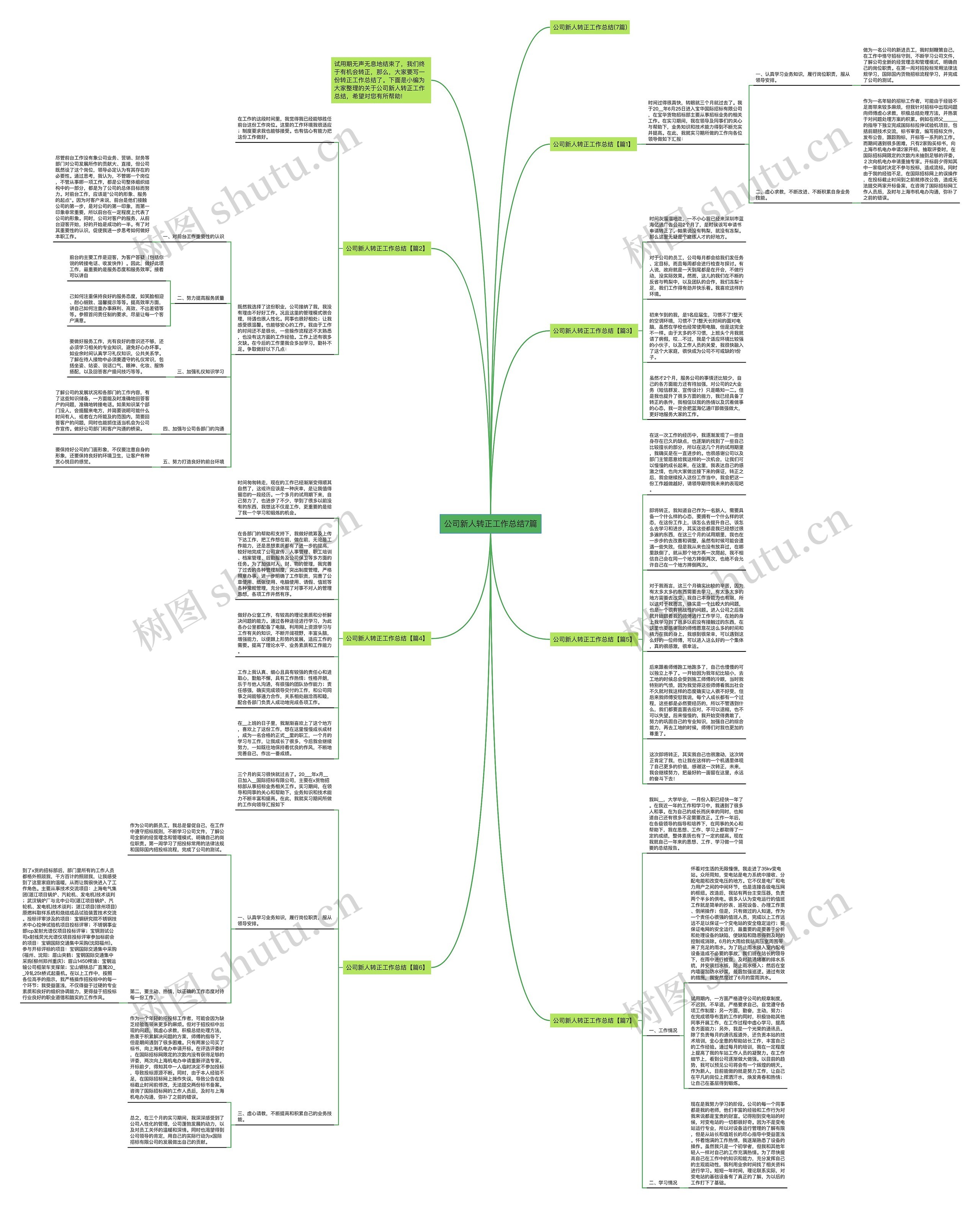 公司新人转正工作总结7篇思维导图