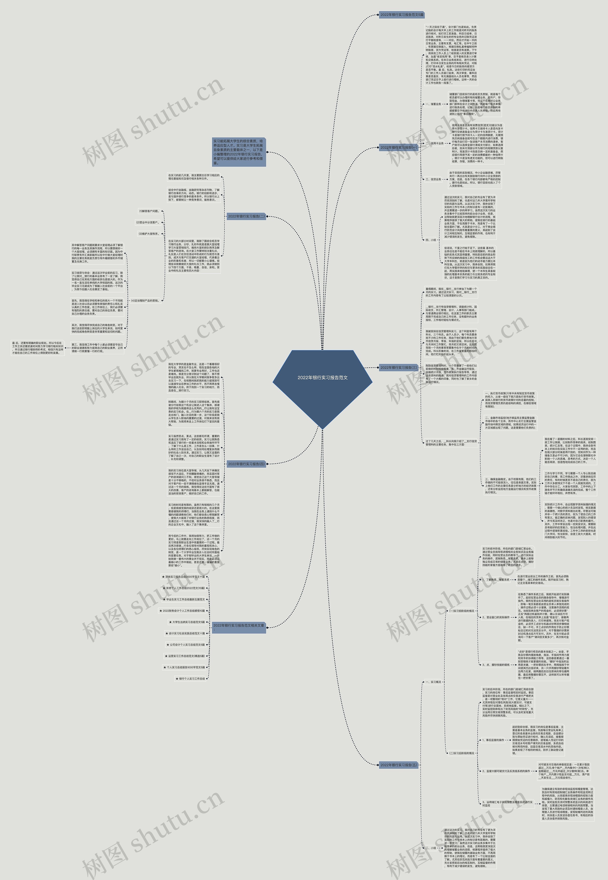 2022年银行实习报告范文思维导图