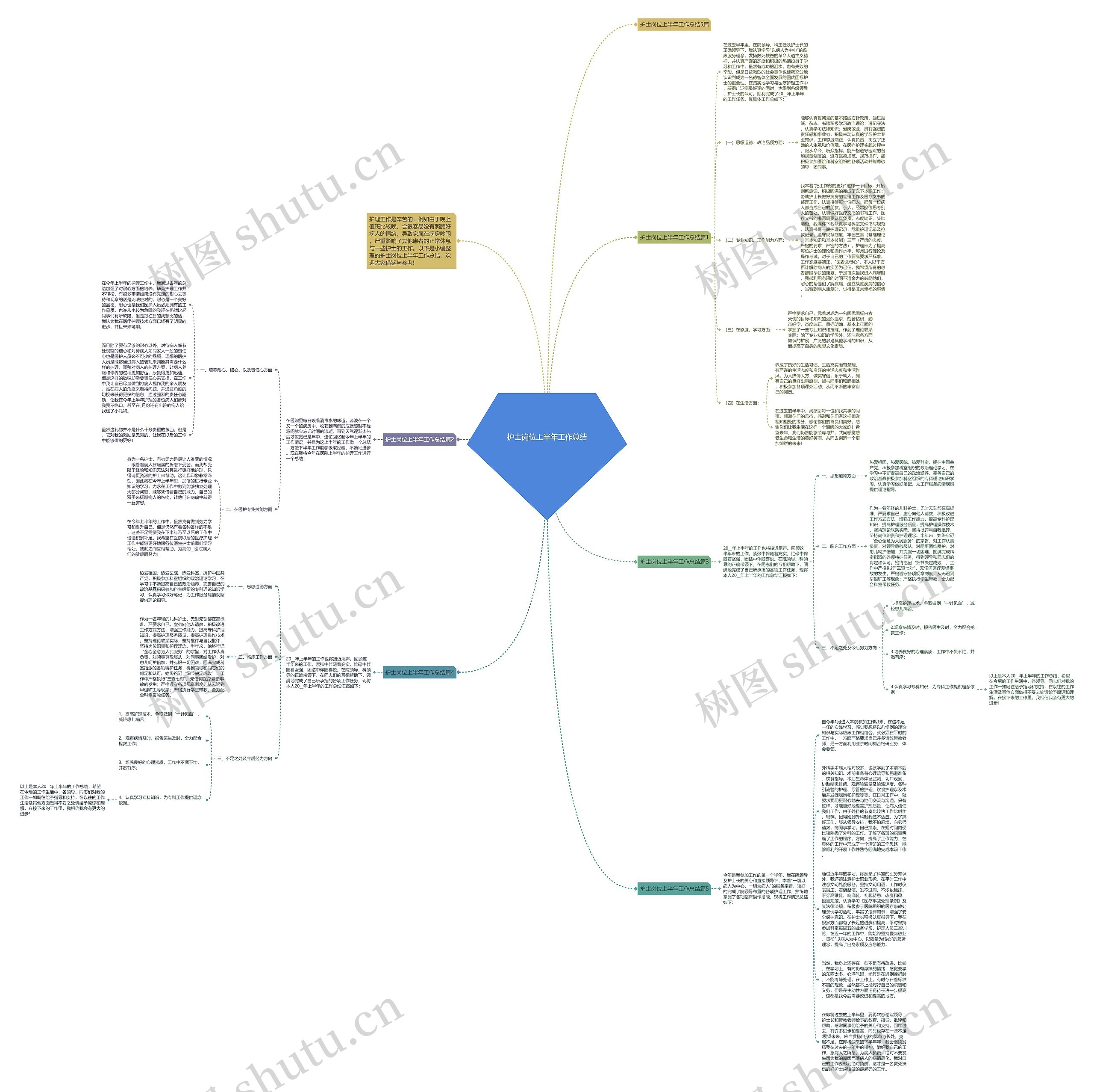 护士岗位上半年工作总结思维导图