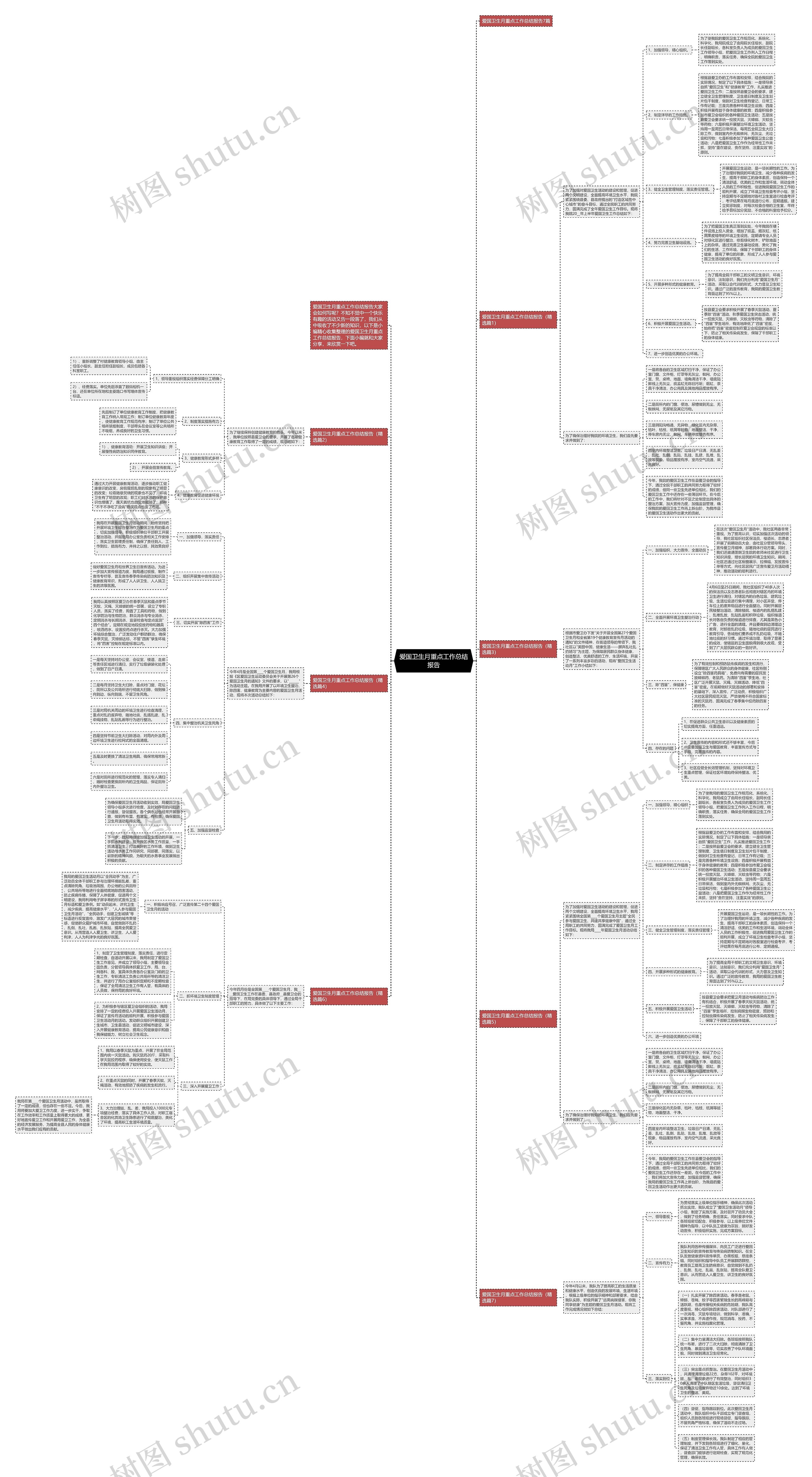 爱国卫生月重点工作总结报告思维导图