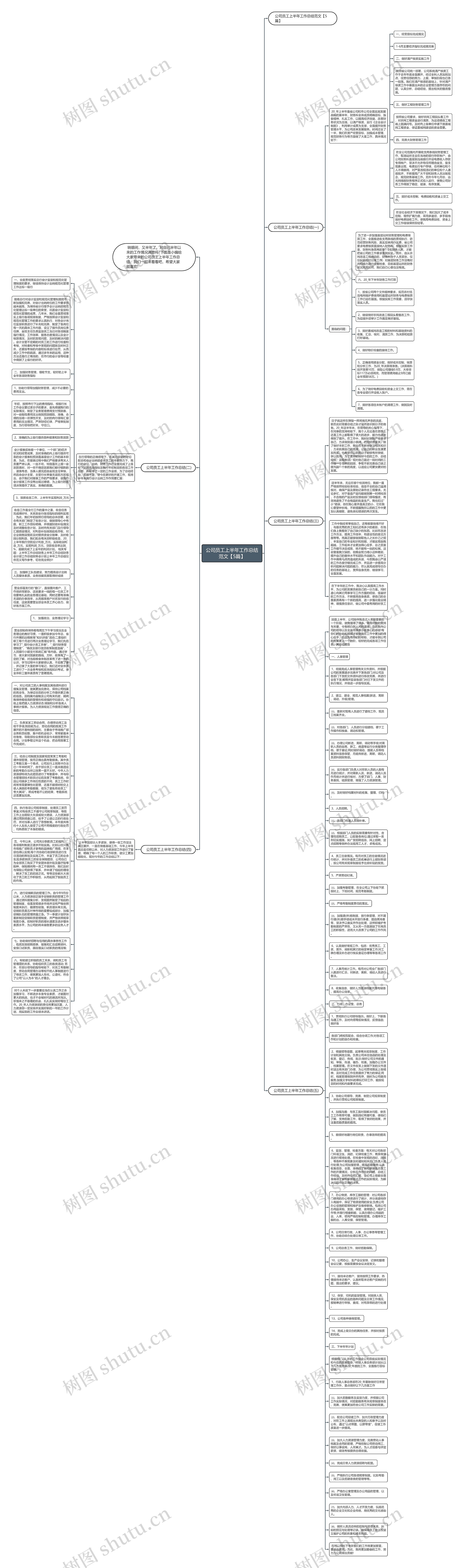 公司员工上半年工作总结范文【5篇】思维导图